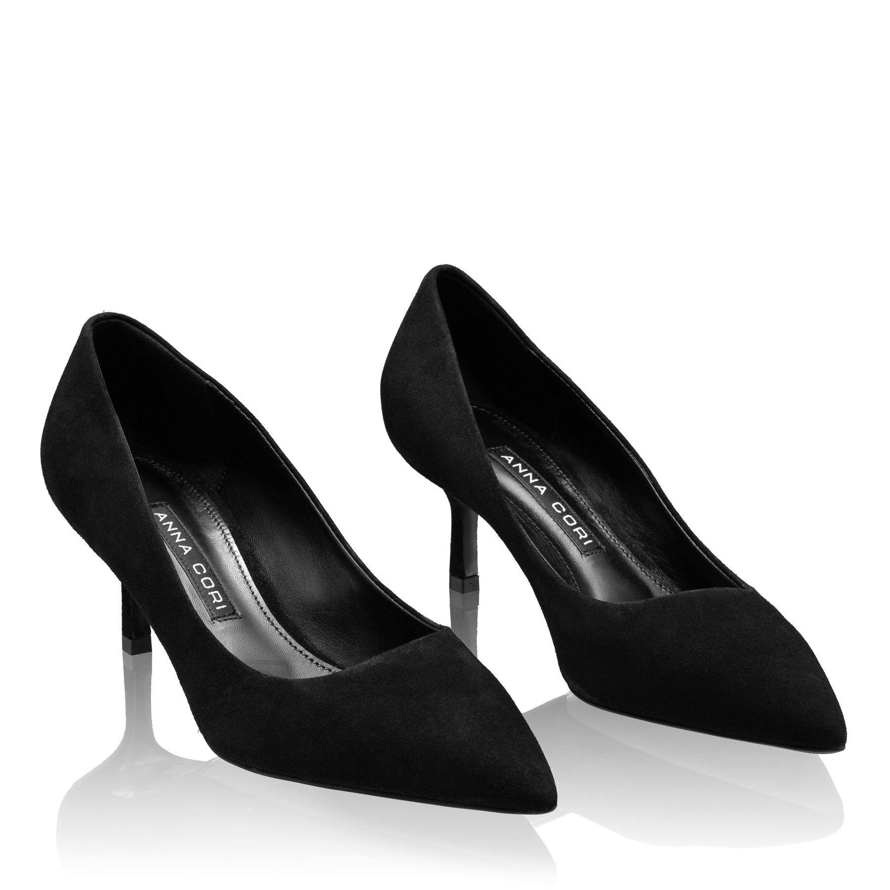 Kitten-heel Leather Pumps 8087 Camoscio Black