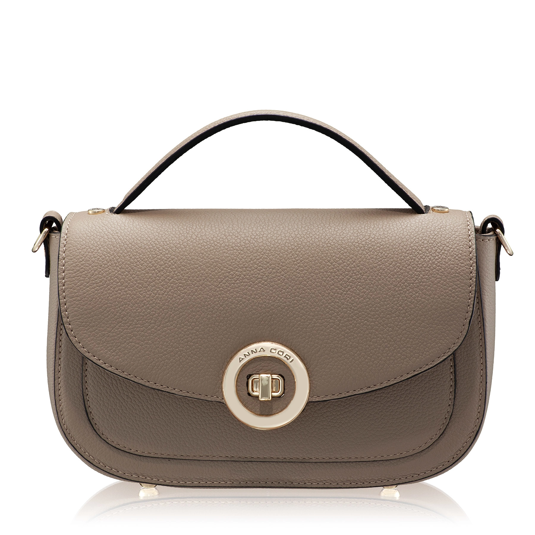Women Leather Handbag ENA 04 BOTTALATO TAUPE