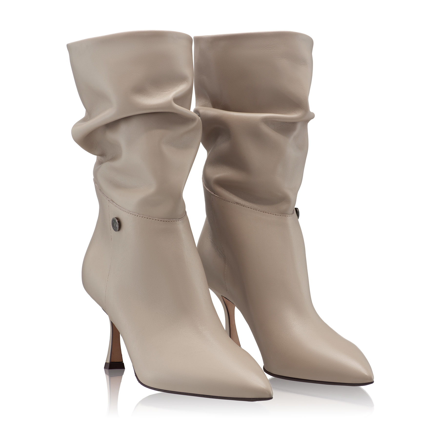 Mid-heel Leather Boots 6476 Vitello Taupe