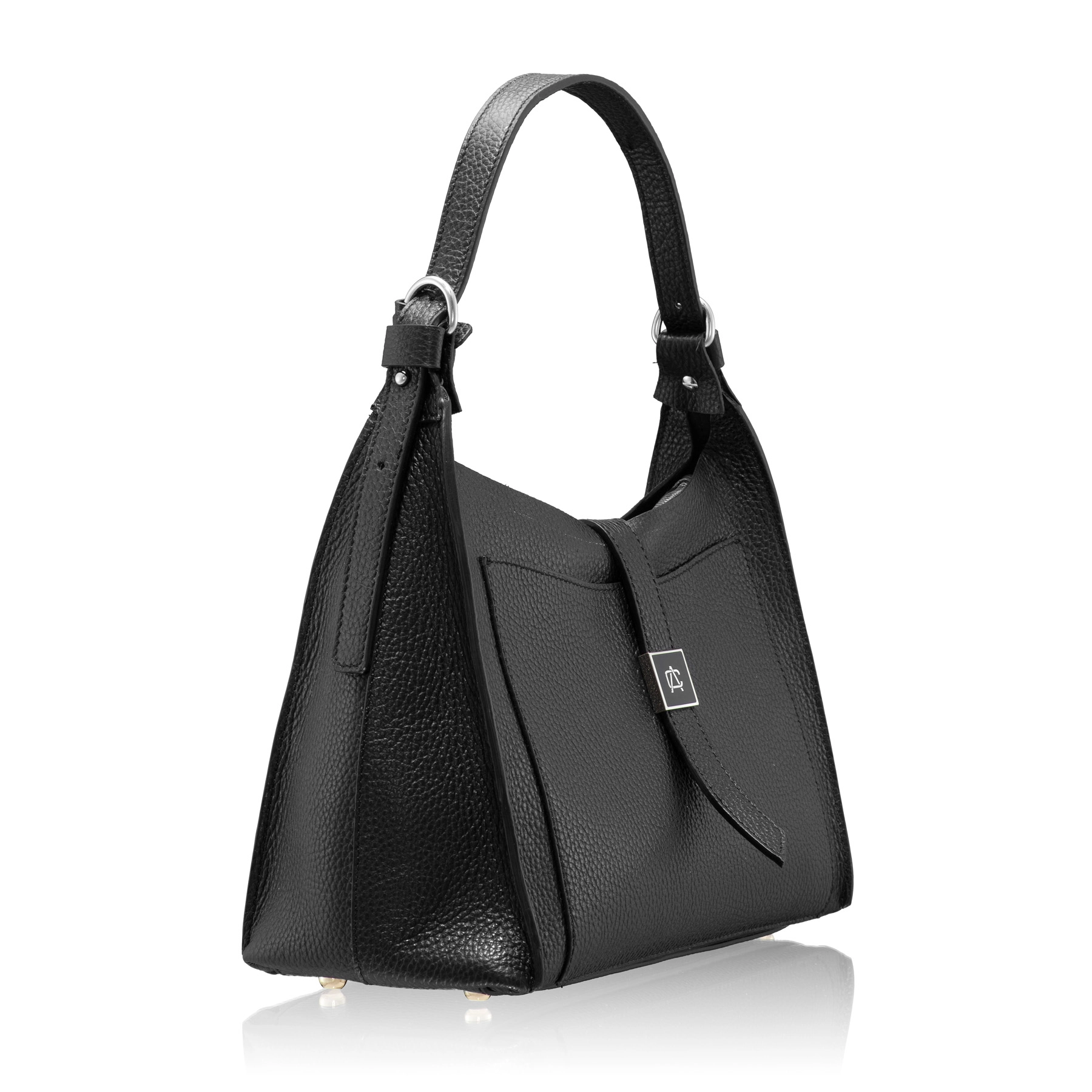 Women Leather Handbag BLUMA 02 BOTTALATO BLACK
