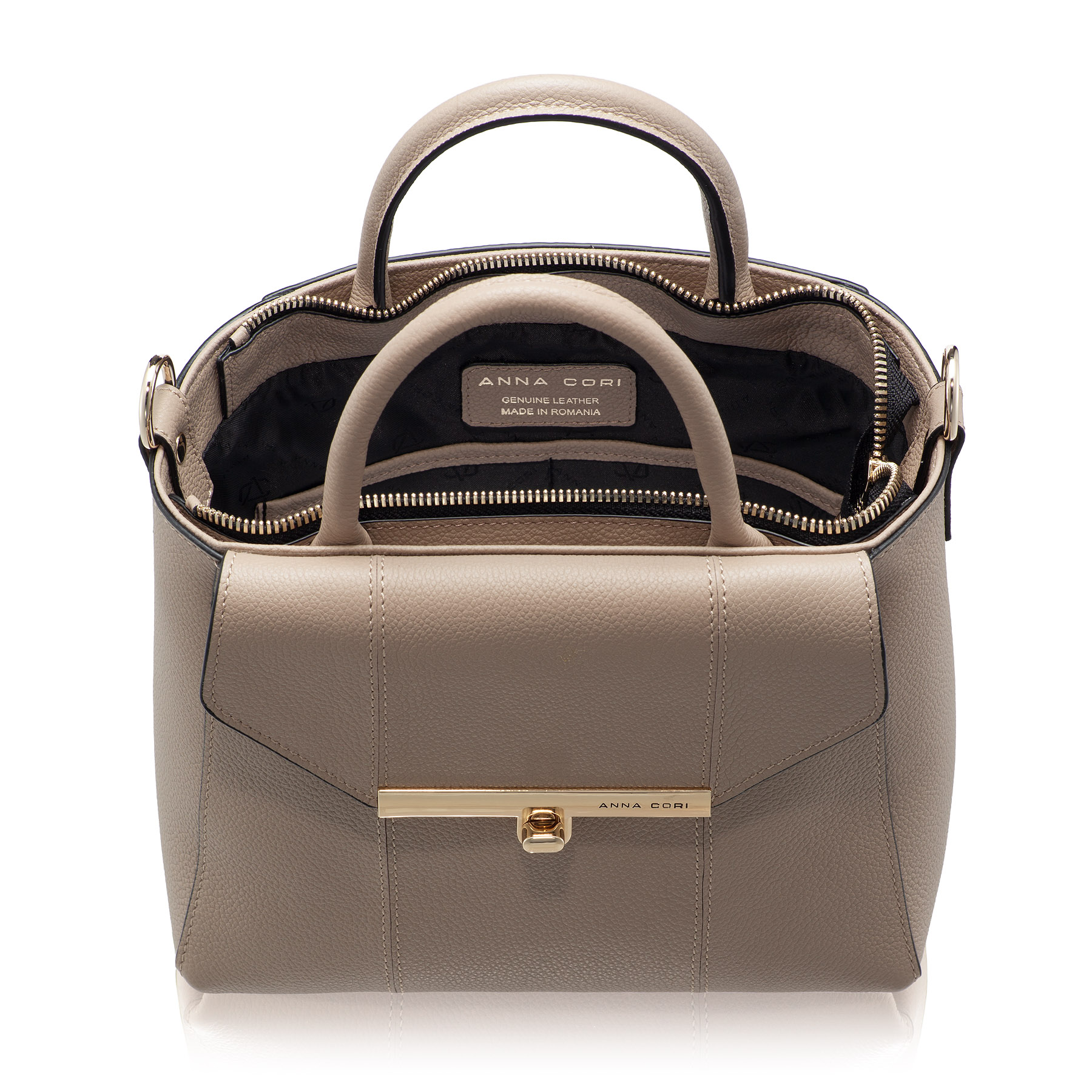 Women Leather Hand Bag CLARINA 04 BOTTALATO TAUPE