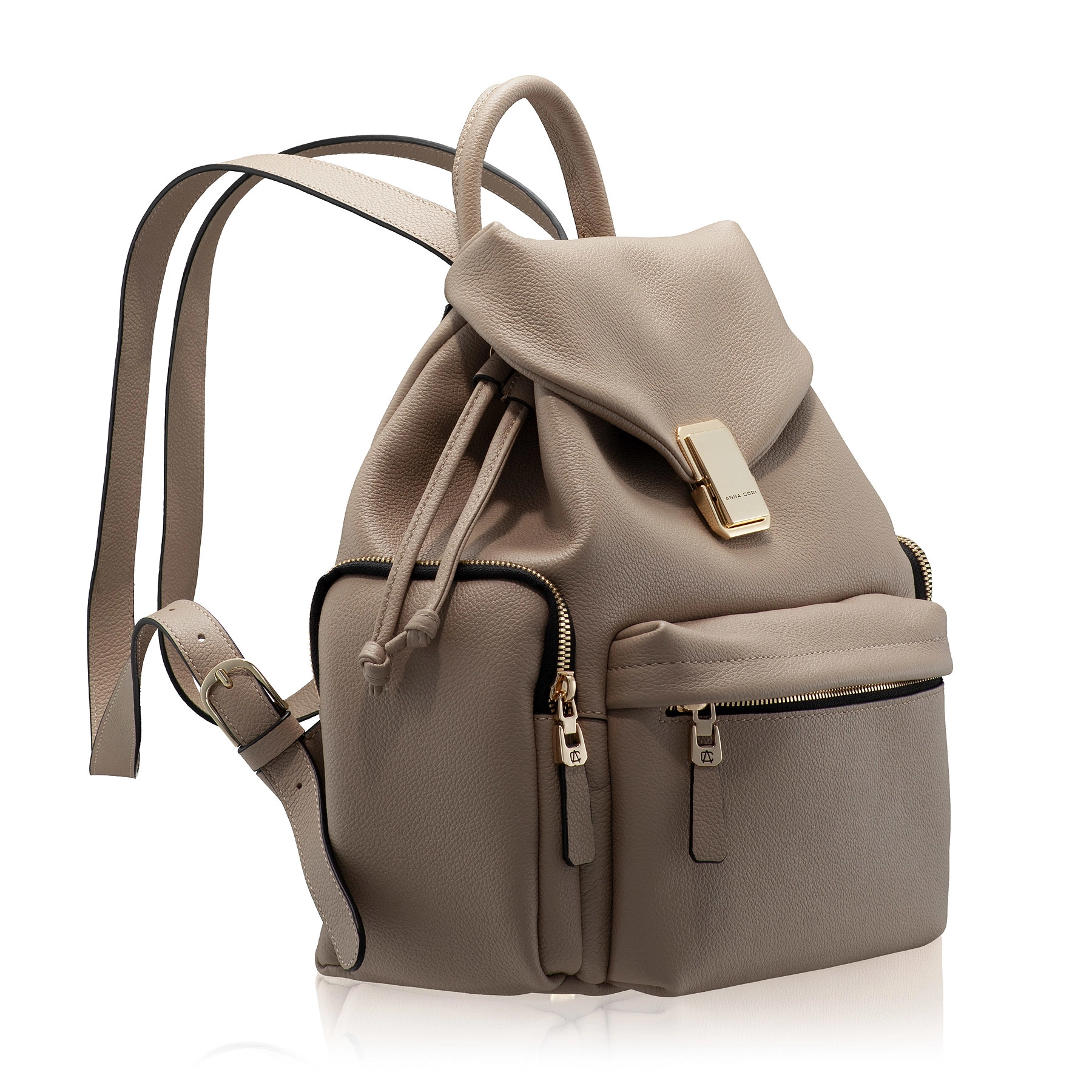 Women Leather Backpack JUDY 01 BOTTALATO TAUPE