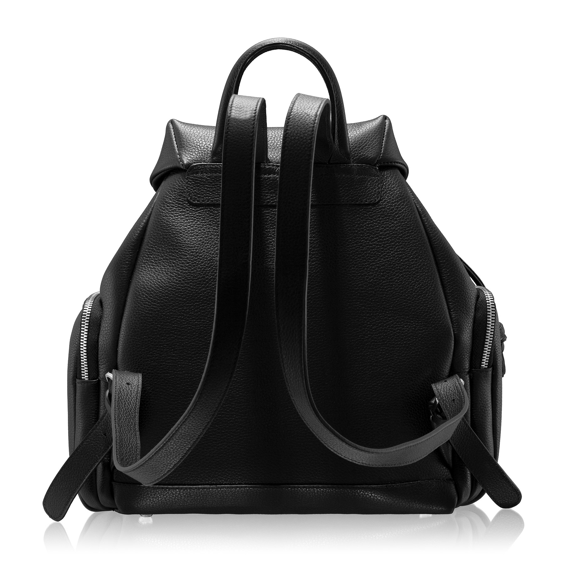 Women Leather Backpack JUDY 01 BOTTALATO NEGRU