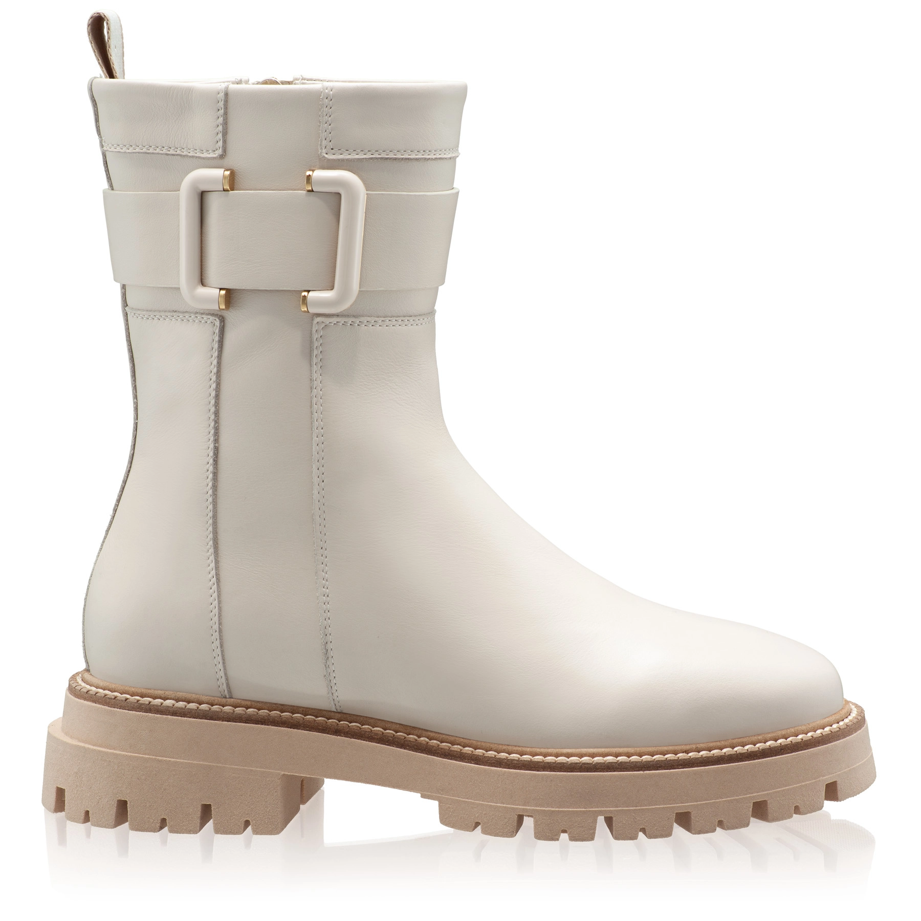 Women's genuine Leather Ankle-Boots 8163 Vitello Panna