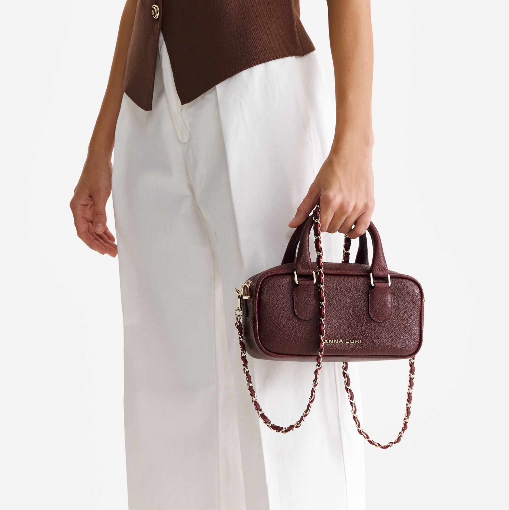 Women Leather Handbag TINY 01 BOTTALATO BORDO