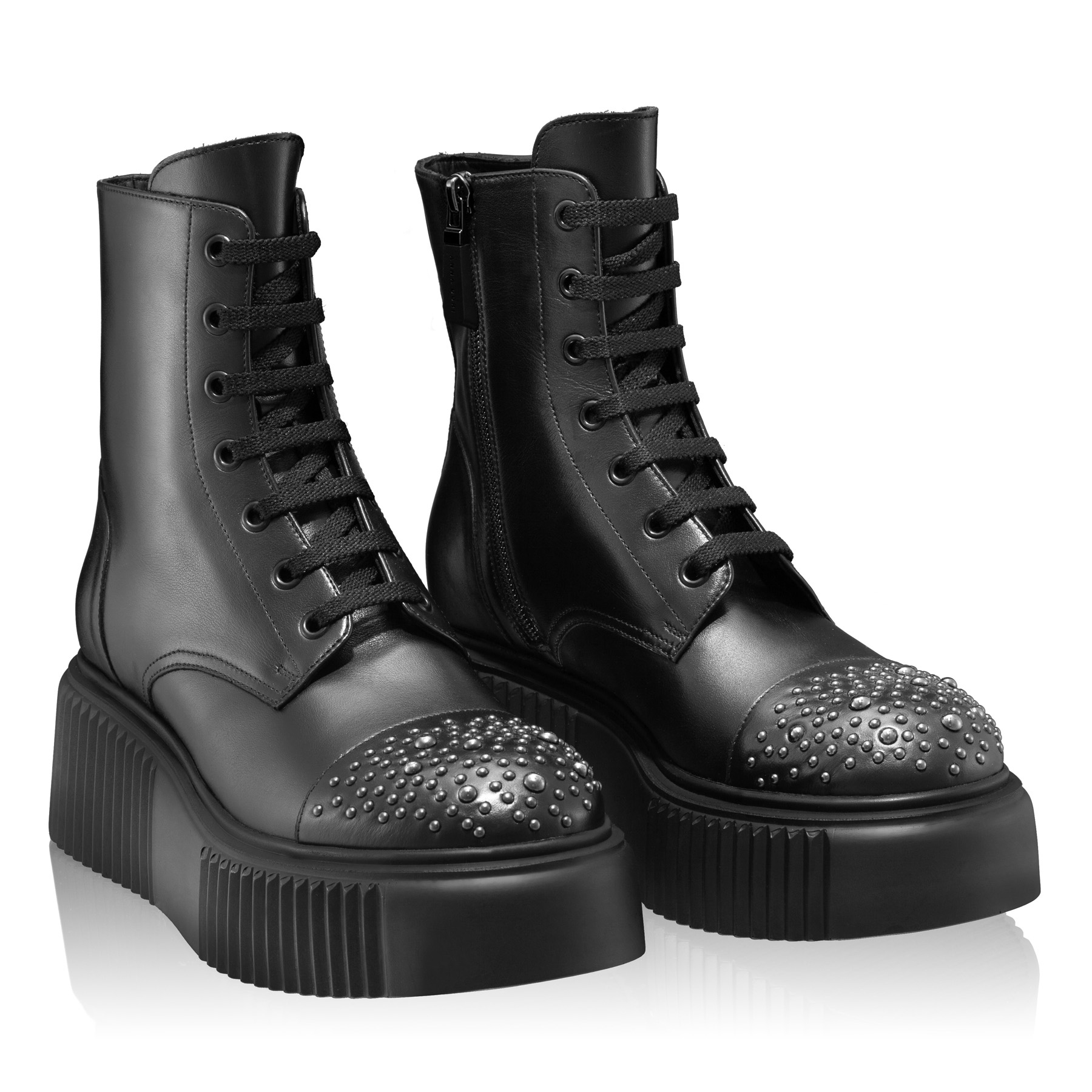 Women Leather Casual Boots 7261 Vitello Black