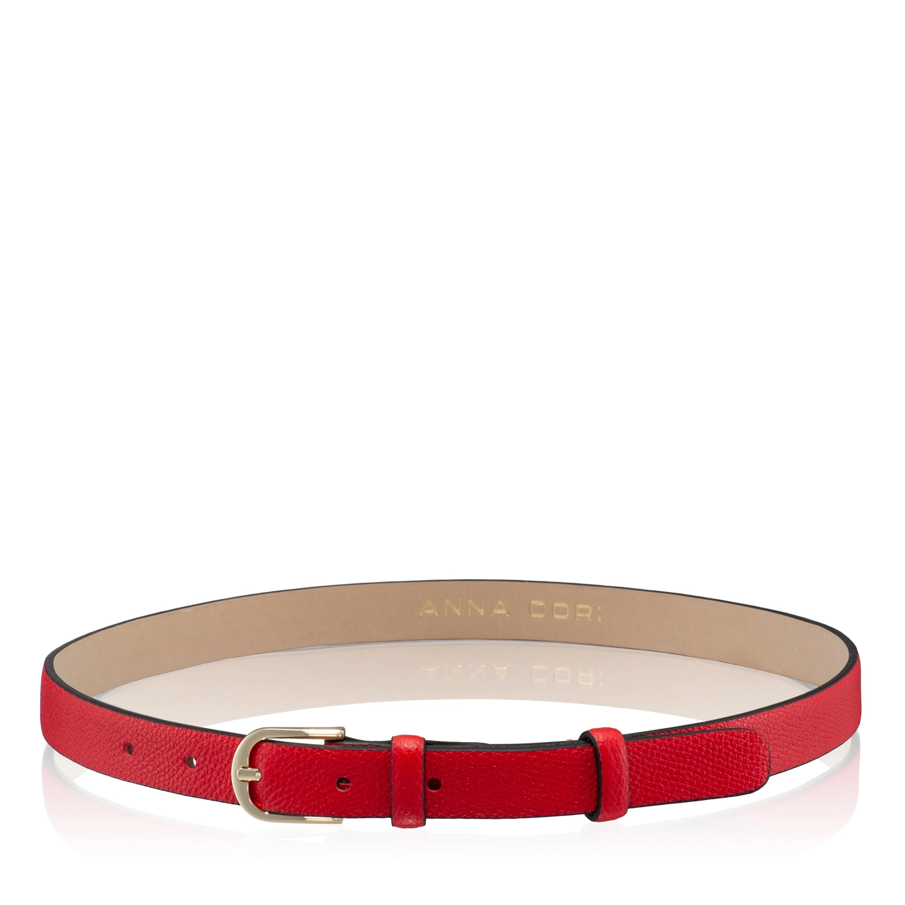 Women Leather Belt 58 VITELLO STAMP RED