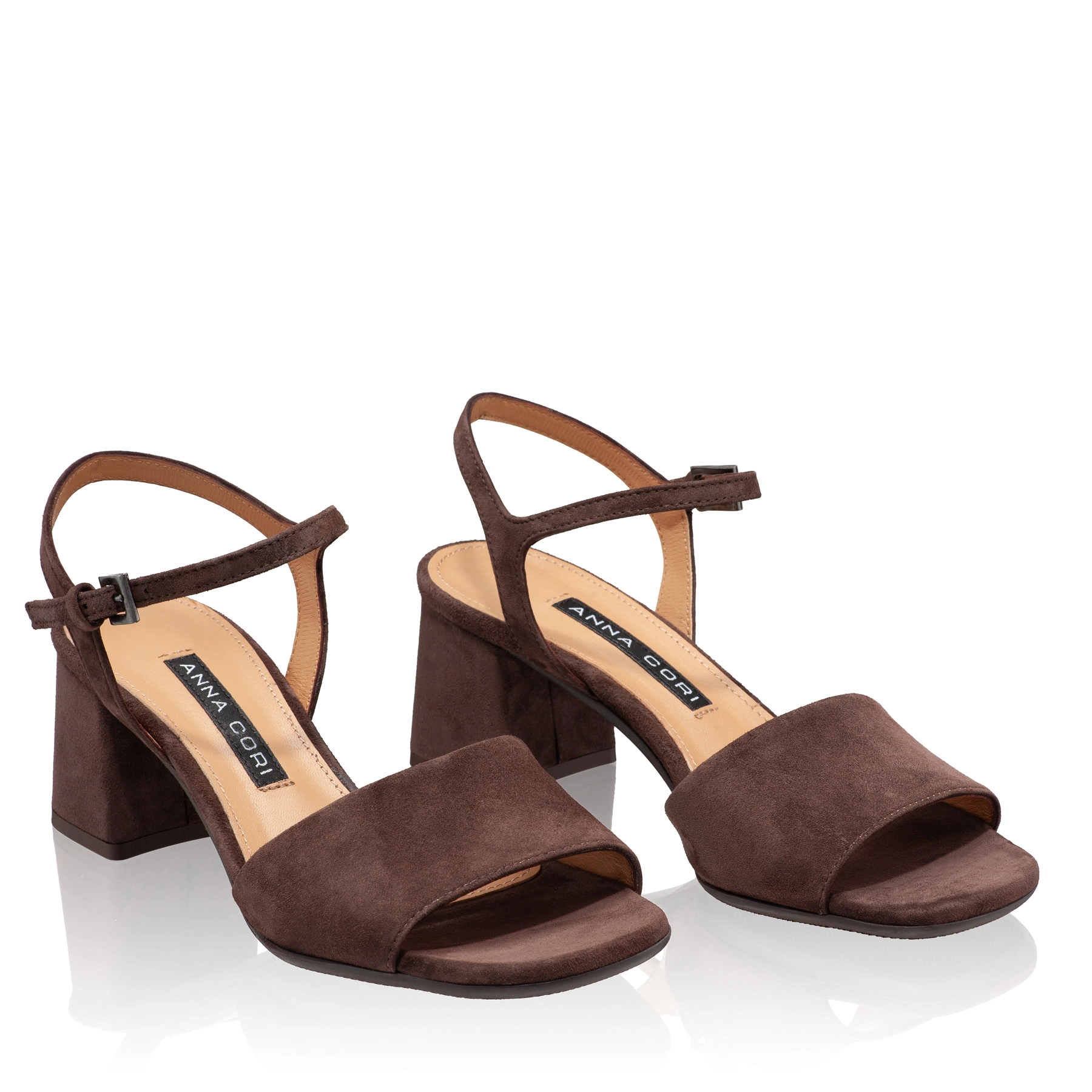 Women Leather Sandals 8042 Camoscio Maro