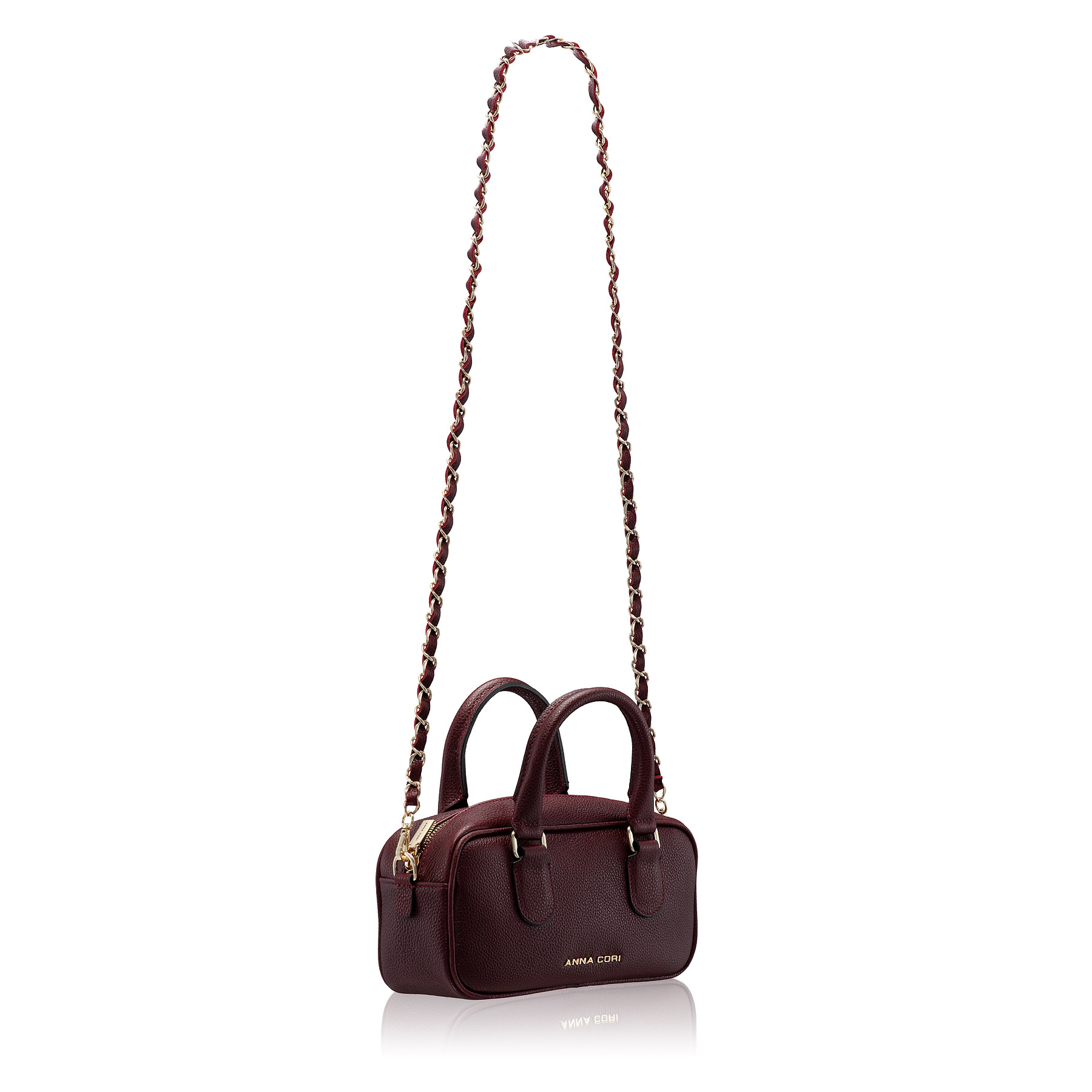 Women Leather Handbag TINY 01 BOTTALATO BORDO