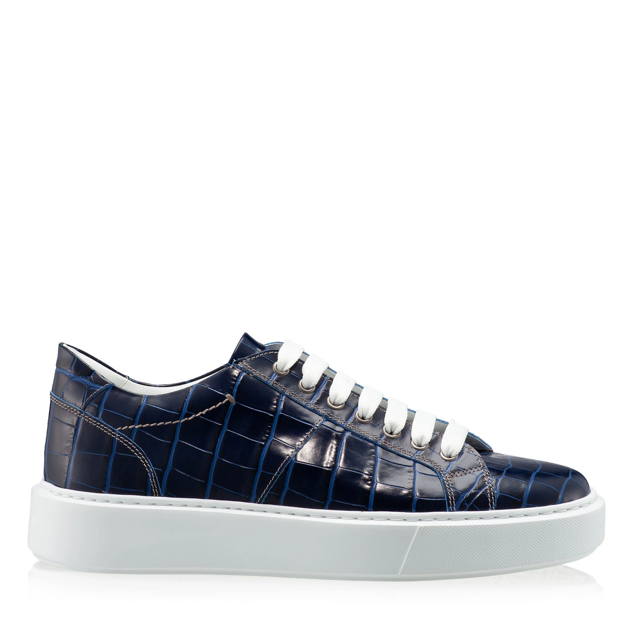 Men genuine leather sports shoes 6897 Croco Blue