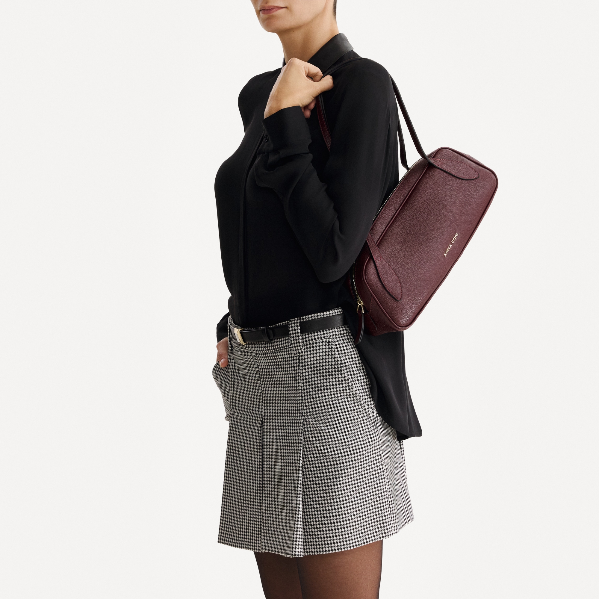 Women Leather Hand Bag MUNA 02 BOTTALATO BORDO