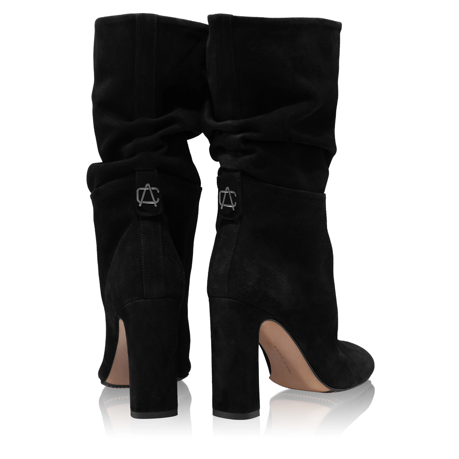 Women Suede Leather High-heel Boots 6399 Camoscio Black