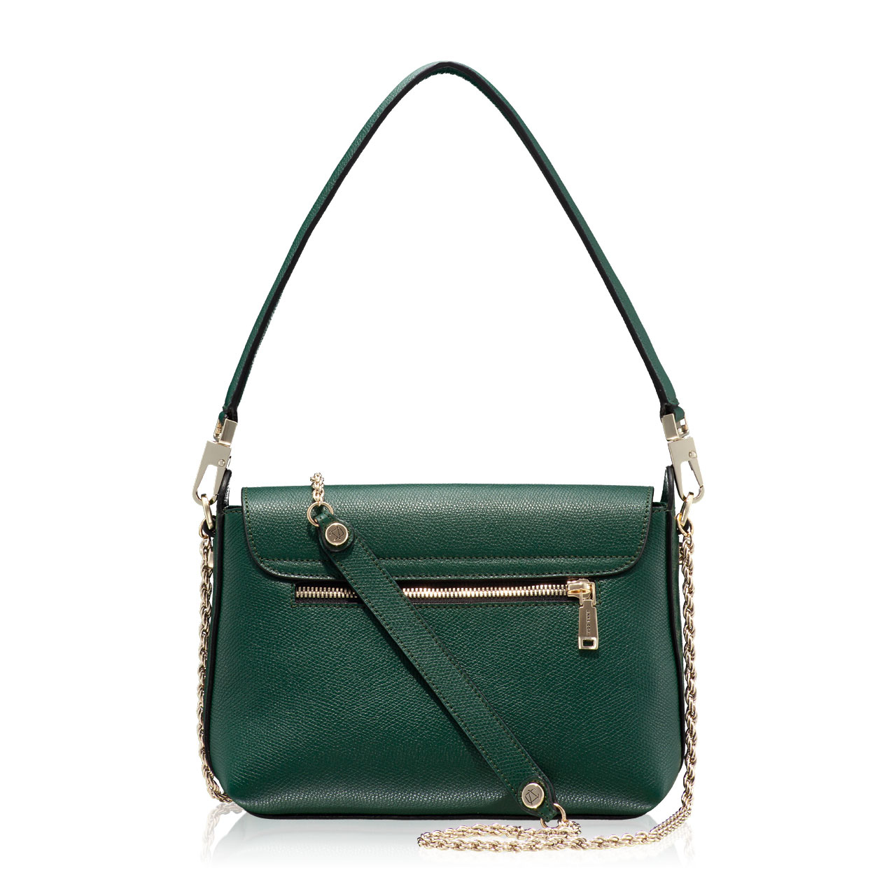 Women Leather Shoulder Bag KARMA VIT STAMP GREEN