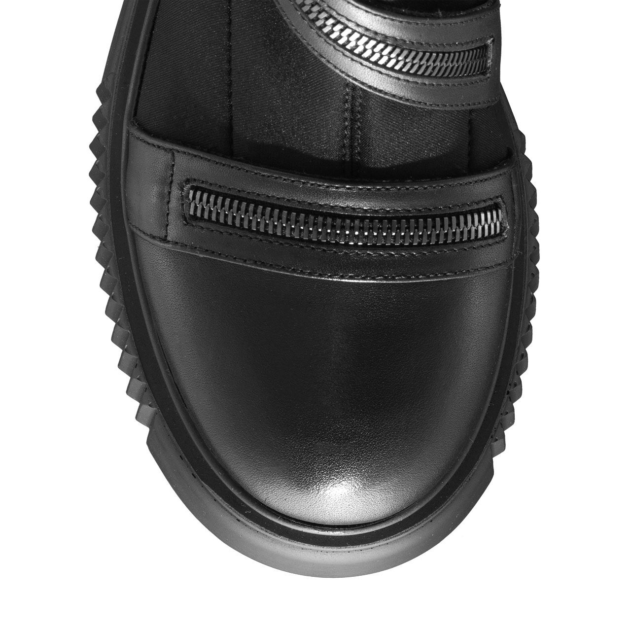 Women Leather Boots 7131 Vitello+Stretch Black