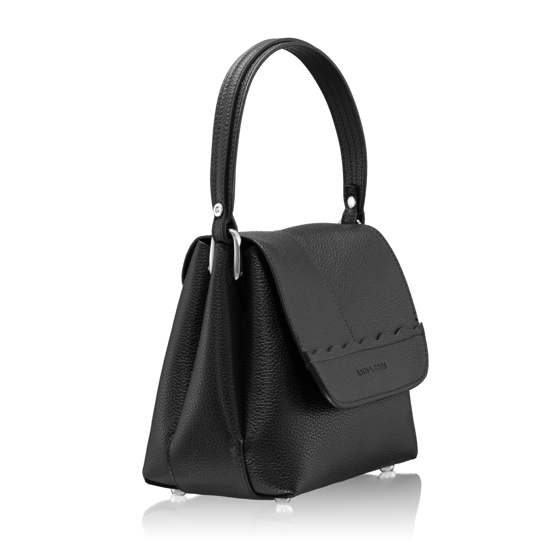 Women Leather Hand Bag CAYA 01 BOTTALATO BLACK