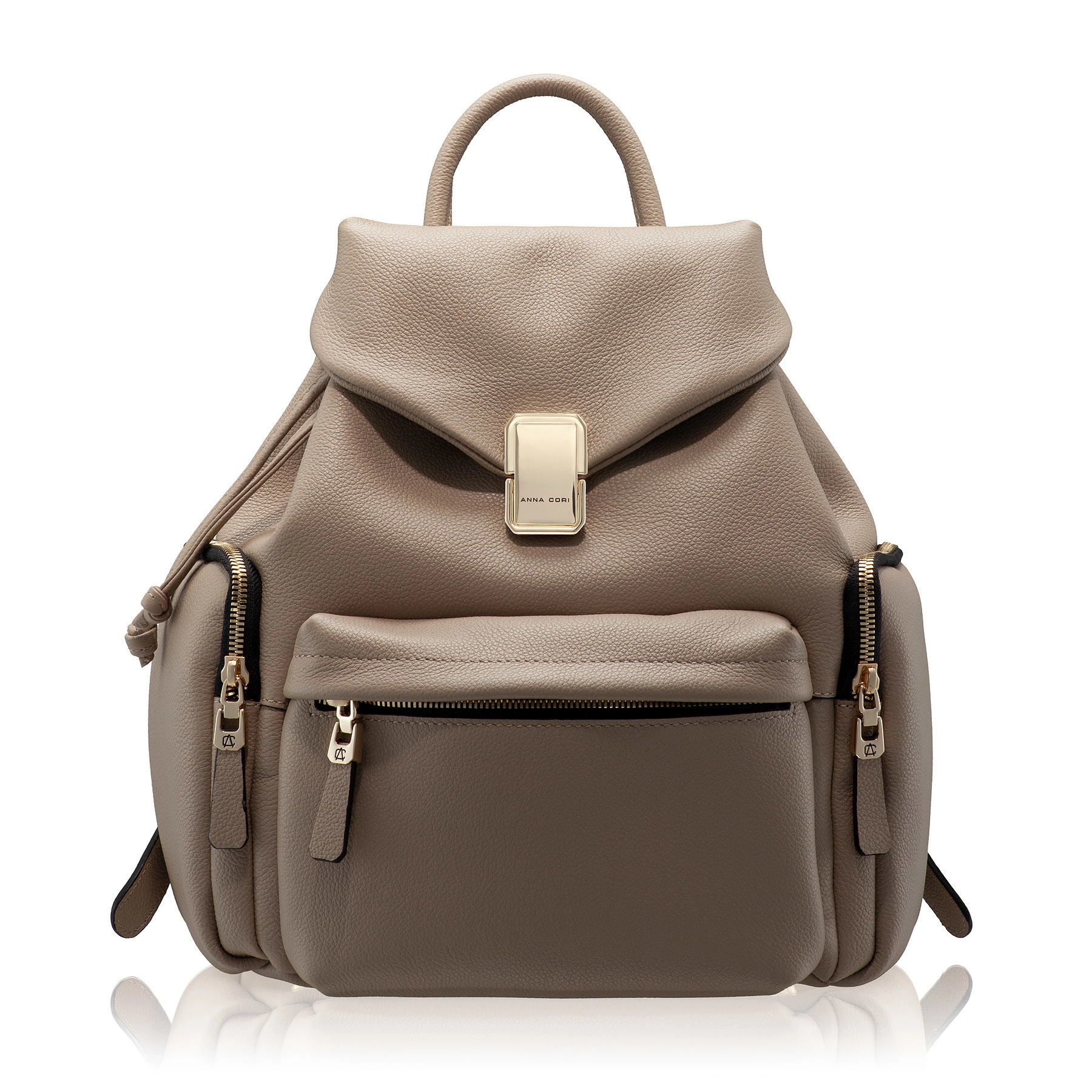 Women Leather Backpack JUDY 01 BOTTALATO TAUPE
