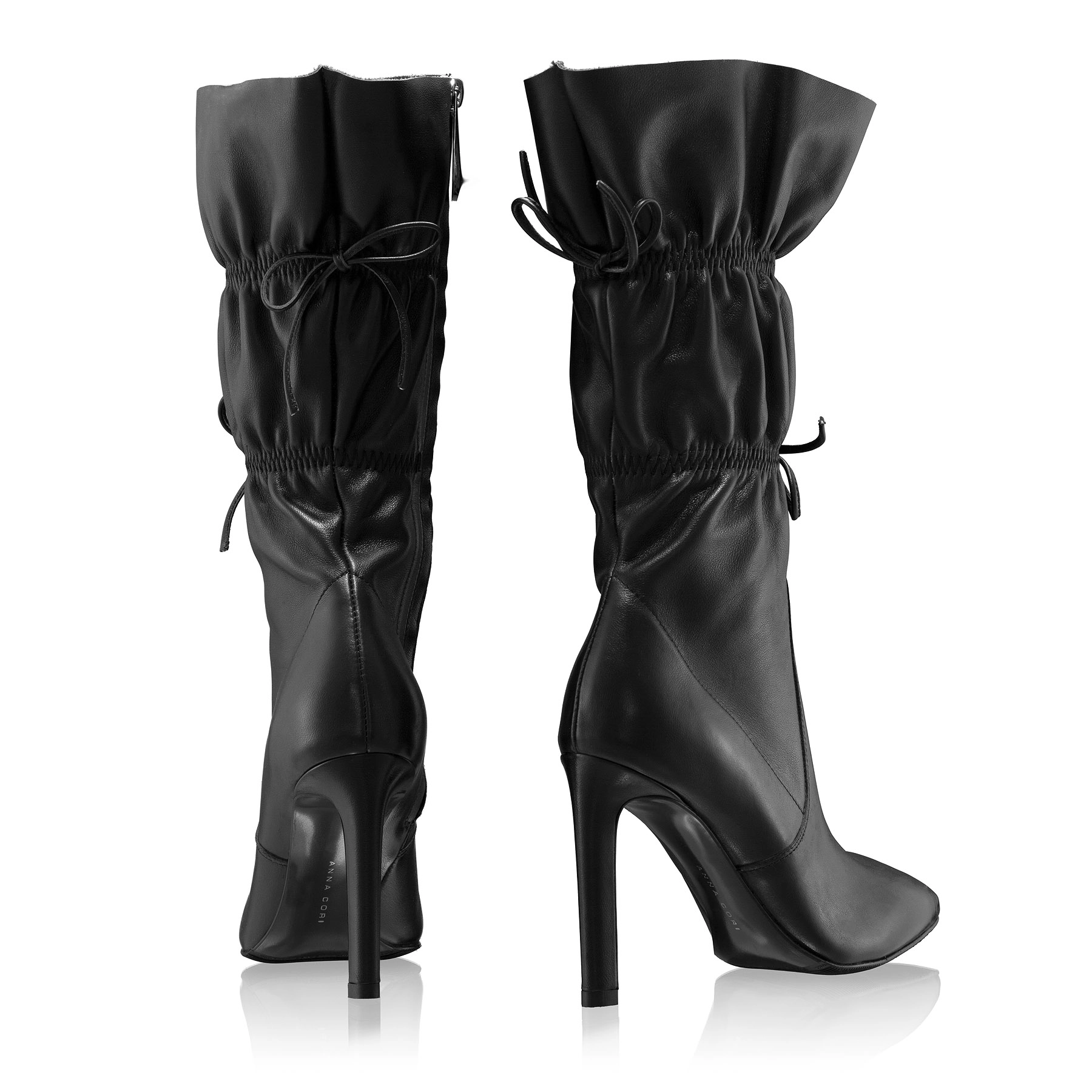 Women High Heel Leather Boots 8245 Vitello Black