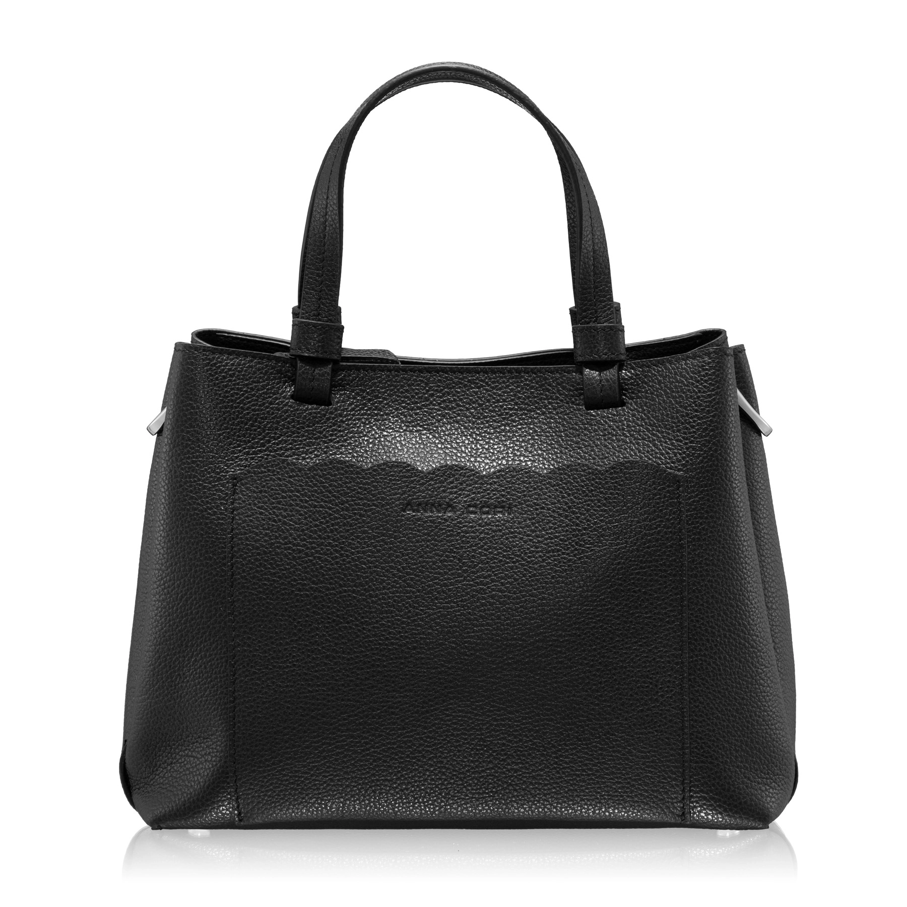 Women Leather Hand Bag CAYA 02 BOTTALATO BLACK