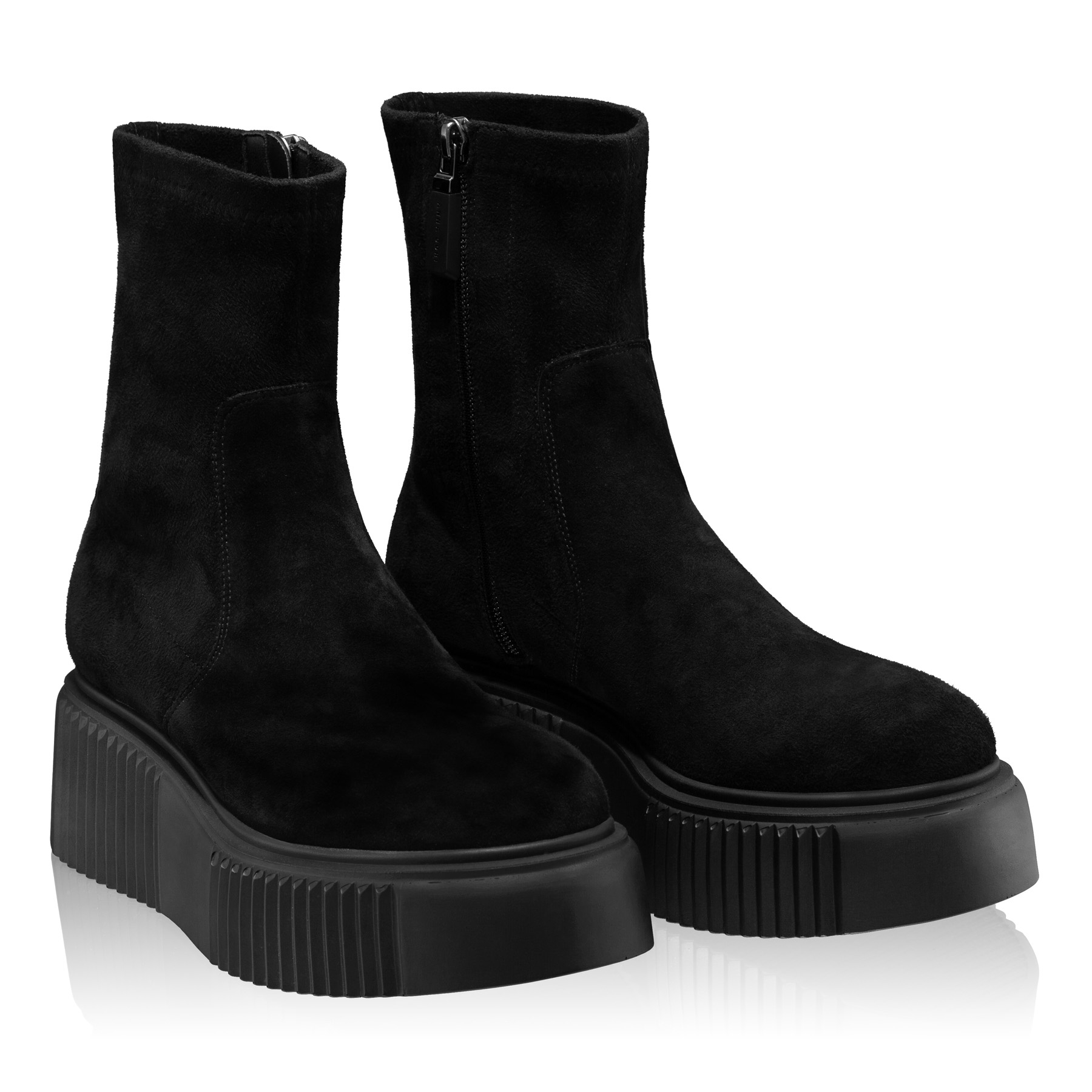 Women Suede Leather Boots 6497 CAMOSCIO+STRETCH BLACK