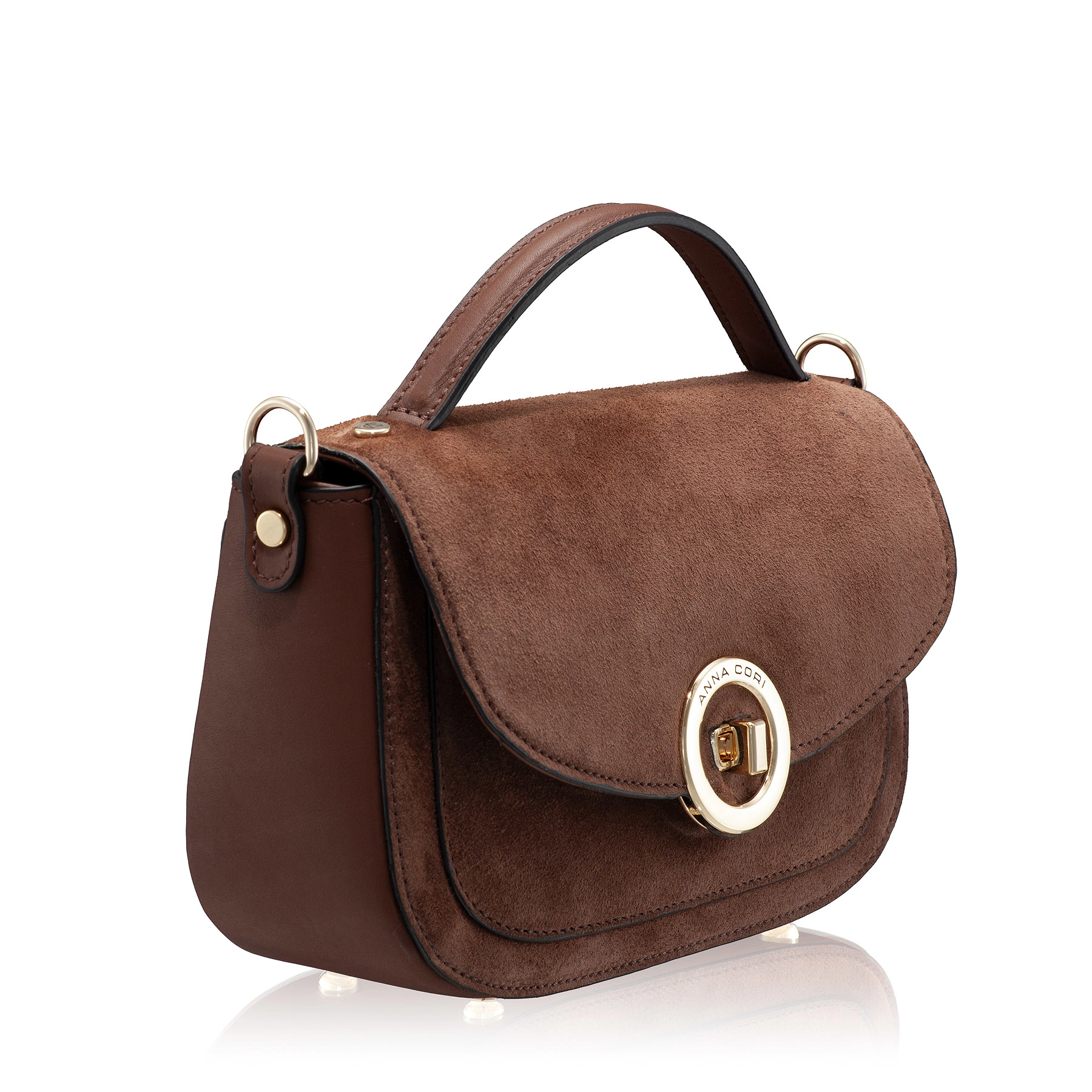 Women Leather Handbag ENA 04 CROSTA+VIT BROWN