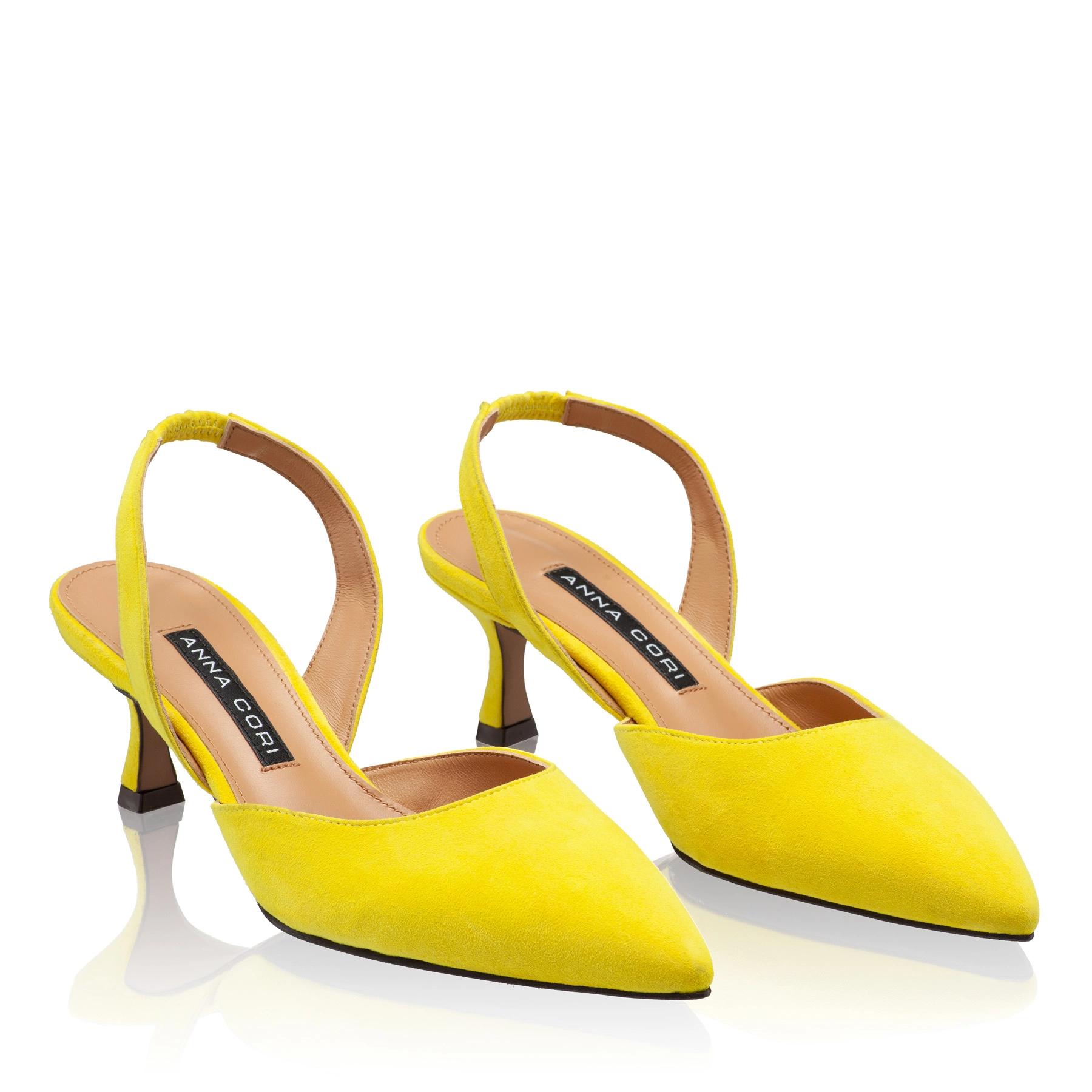 Mid-heel Slingback Pumps 8054 Camoscio Yellow