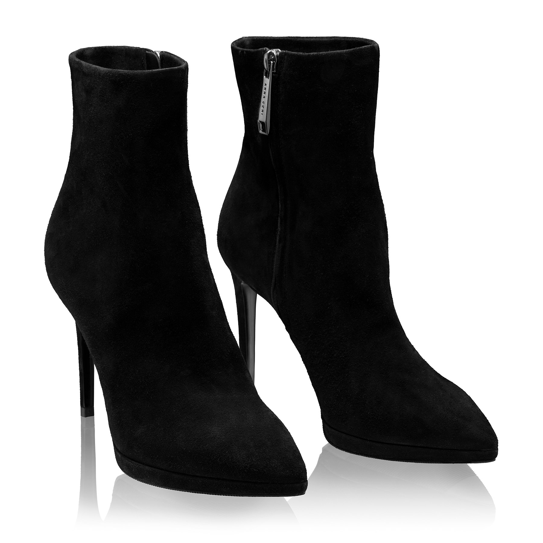 High-heel leather ankle boots 4330 Camoscio Black