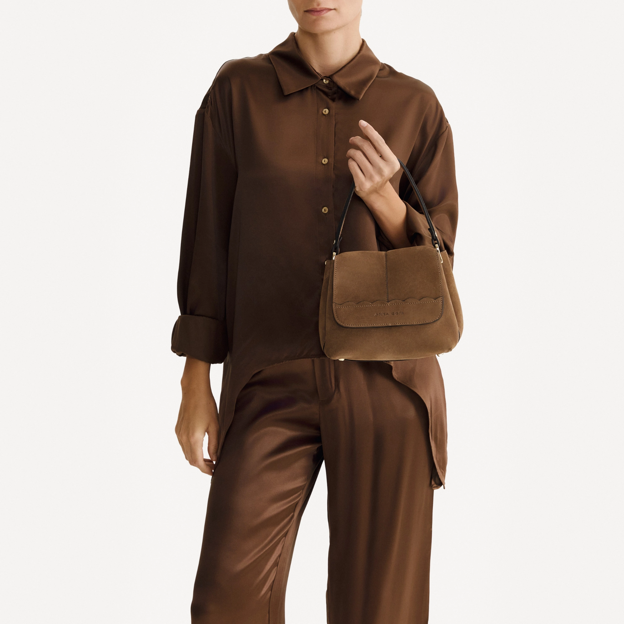 Women Leather Hand Bag CAYA 01 CROSTA FANGO