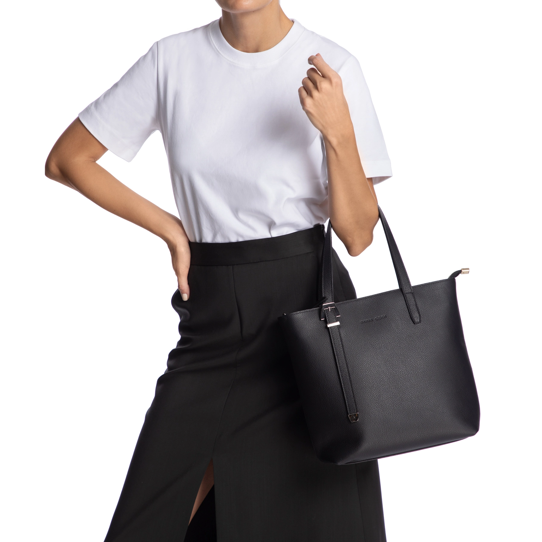 Women Leather Shoulder Bag MARIEL 01 BOTTALATO BLACK
