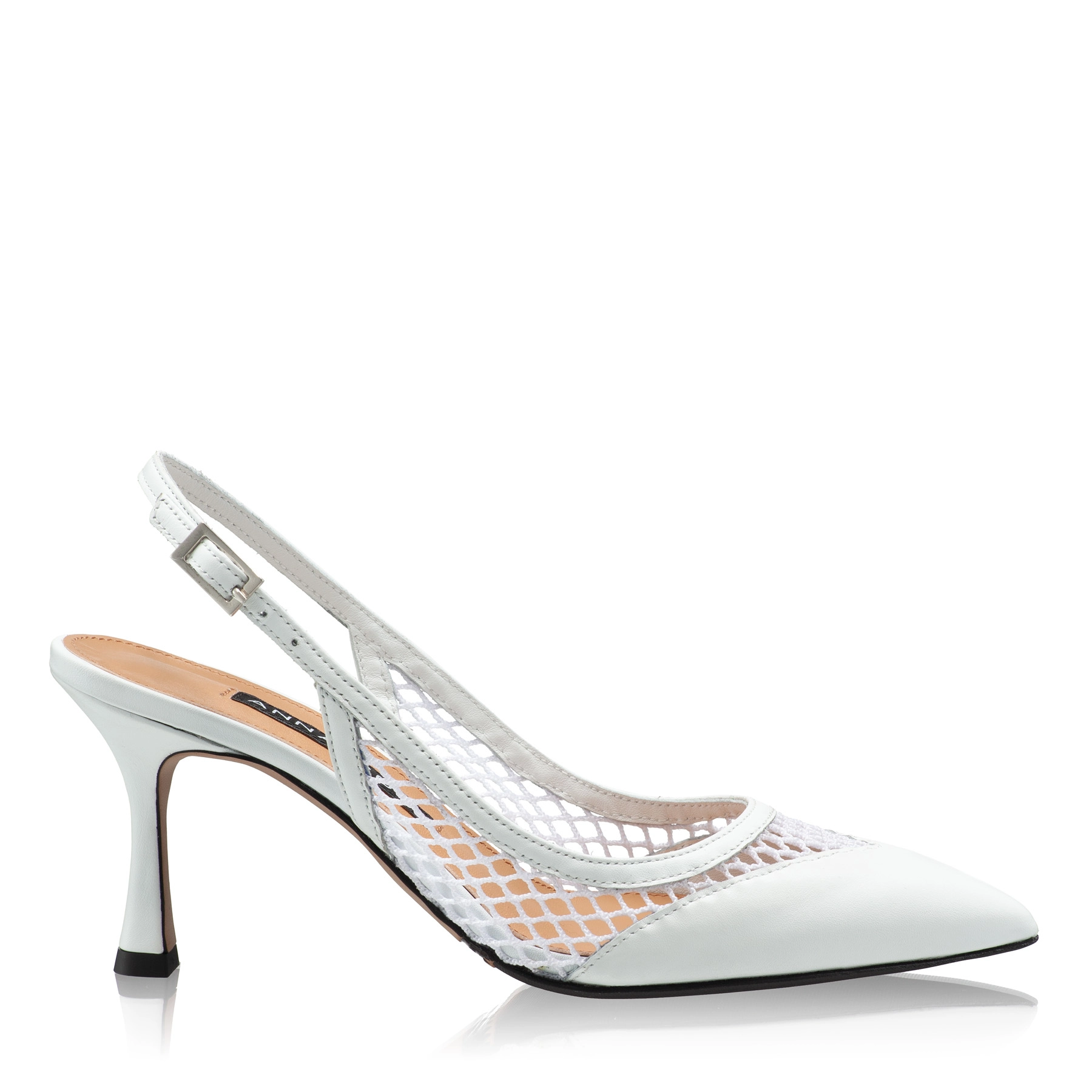 Women Leather Sandals 8095 Vitello+Rete White