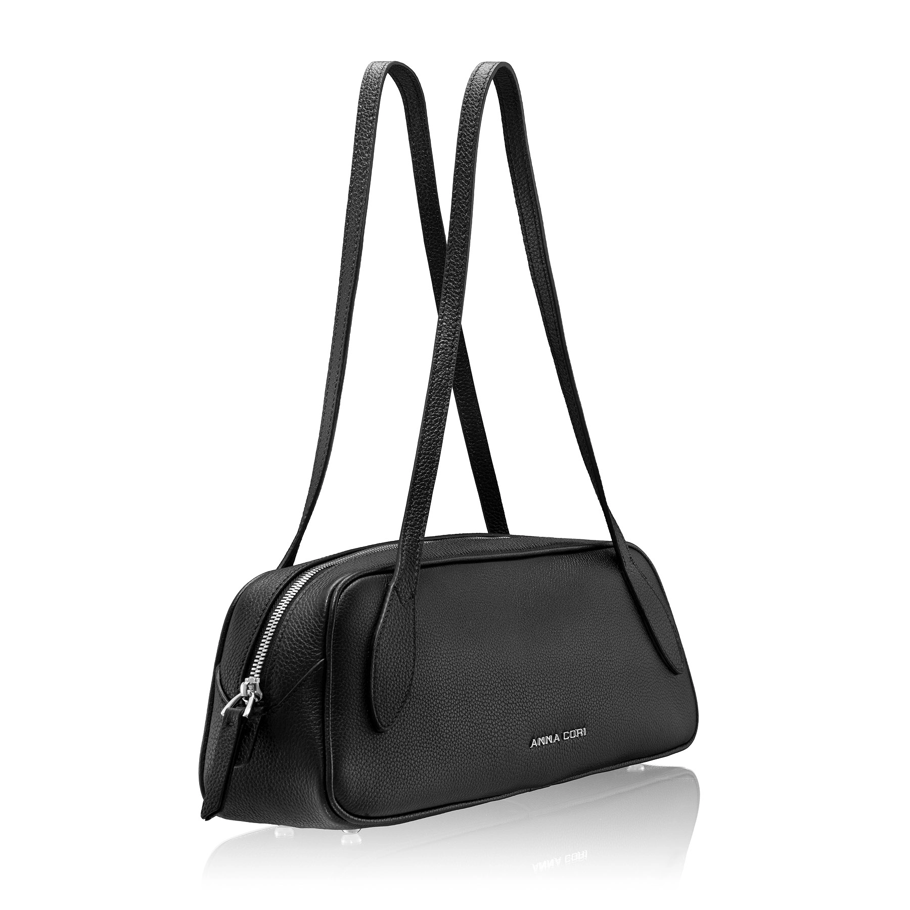 Women Leather Hand Bag MUNA 02 BOTTALATO BlLACK