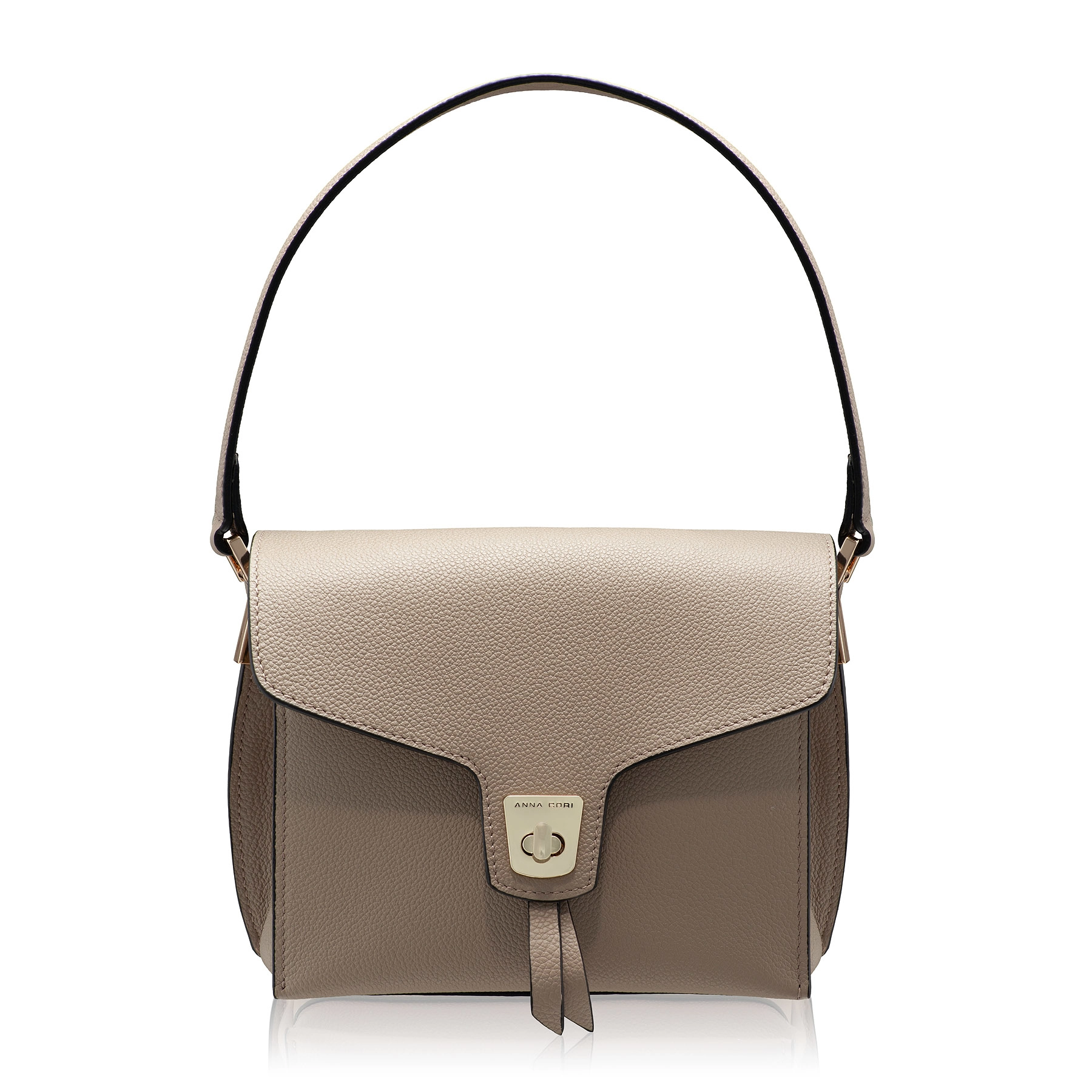 Women Leather Hand Bag FIENE BOTTALATO TAUPE