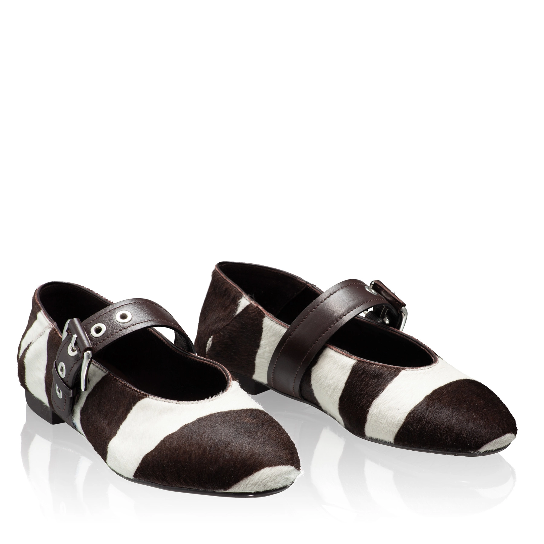 Ballerina Flats 8173 Cavallino Zebra White+Brown