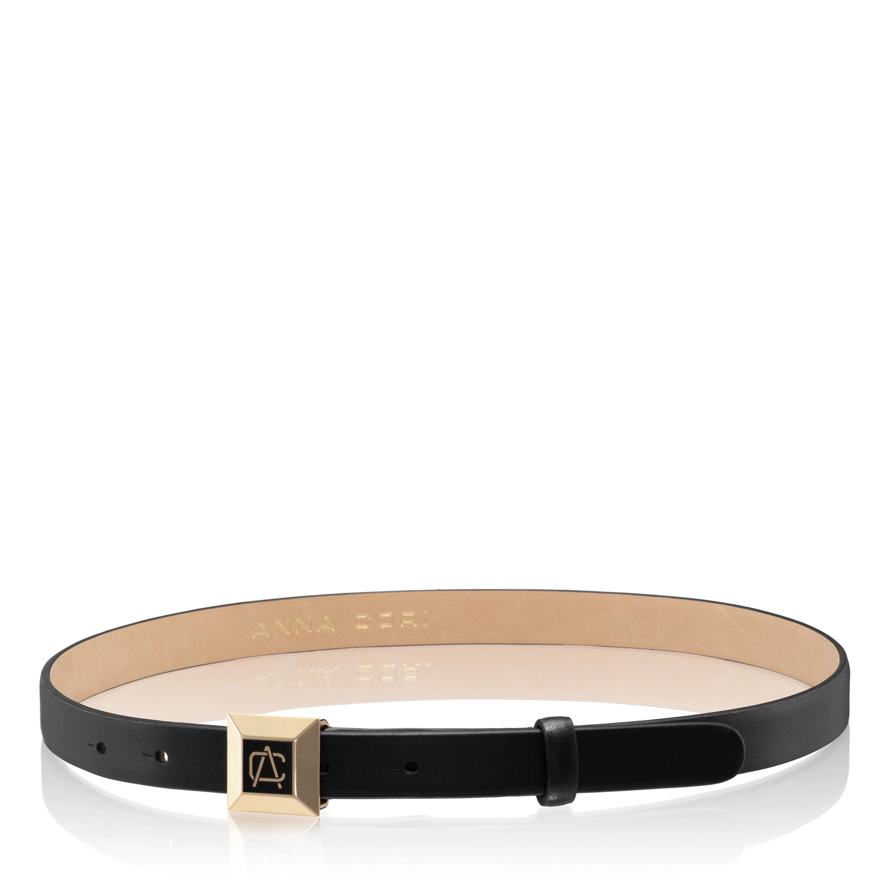 Women Leather belt 64 VITELLO BLACK