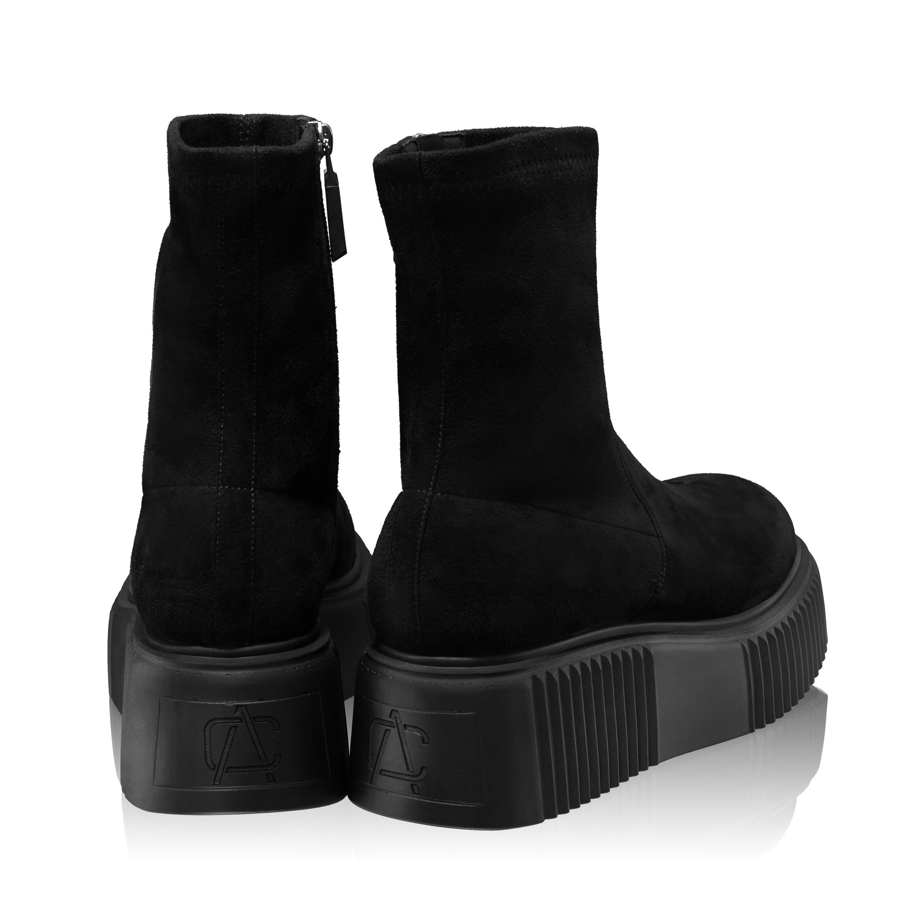 Women Suede Leather Boots 6497 CAMOSCIO+STRETCH BLACK