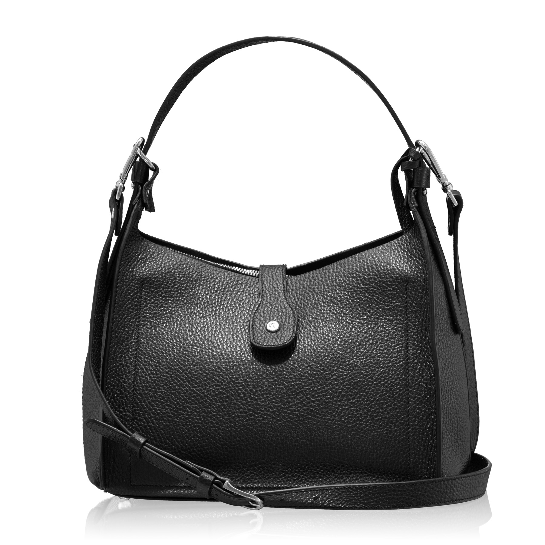 Women Leather Handbag BLUMA 02 BOTTALATO BLACK