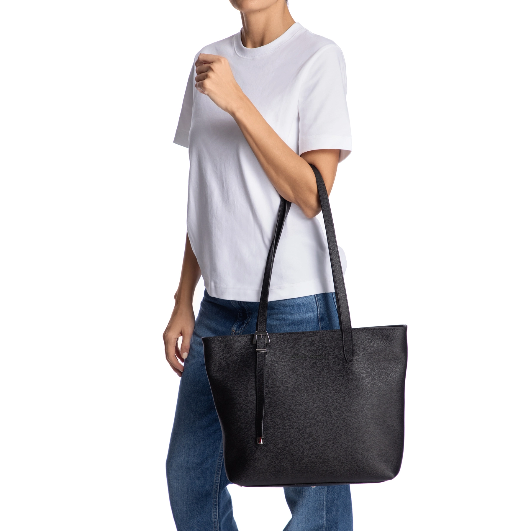 Women Leather Shoulder Bag MARIEL 03 BOTTALATO BLACK