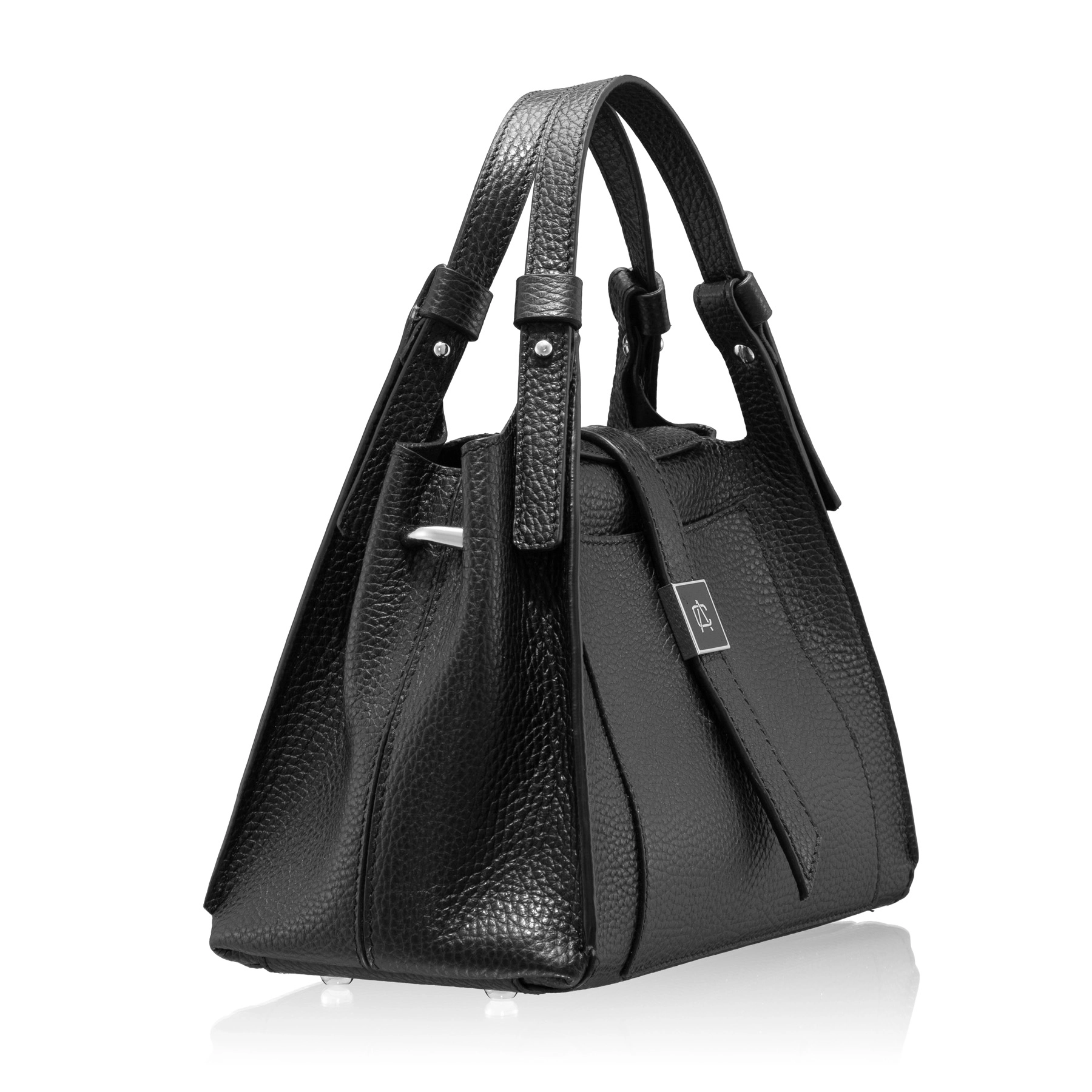 Women Leather Handbag BLUMA 01 BOTTALATO BLACK