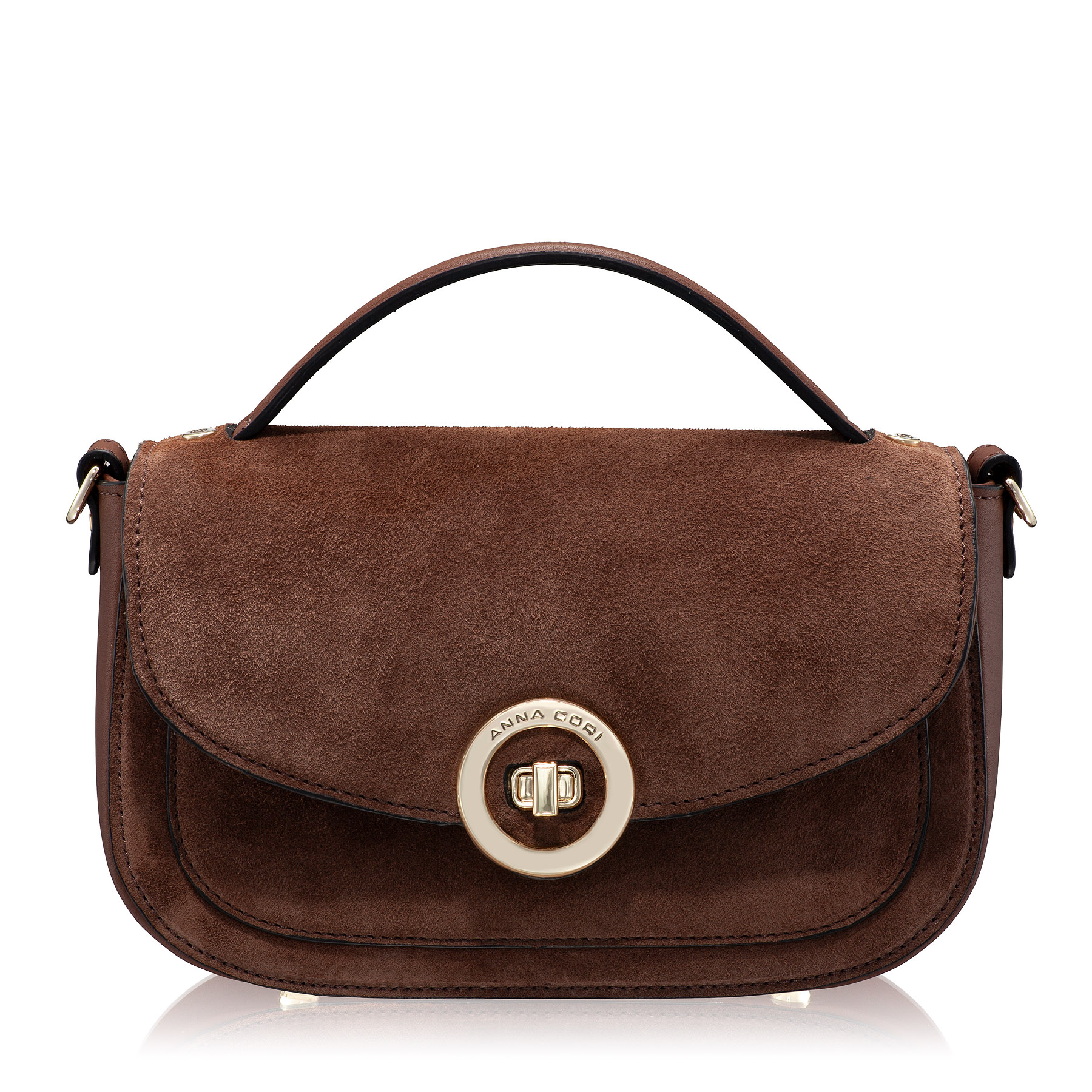Women Leather Handbag ENA 04 CROSTA+VIT BROWN
