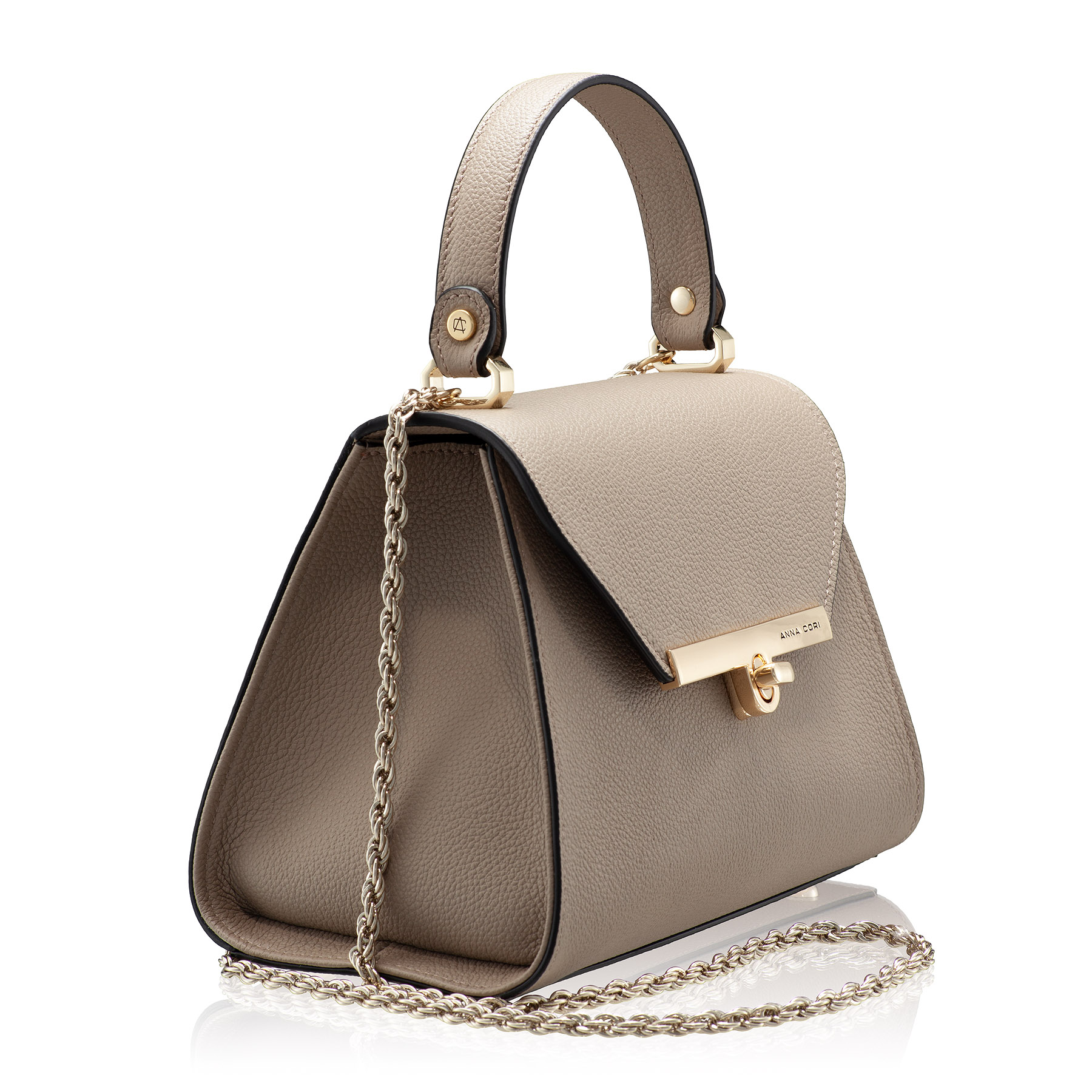 Women Leather Handbag MARY 01 Bottalato Taupe