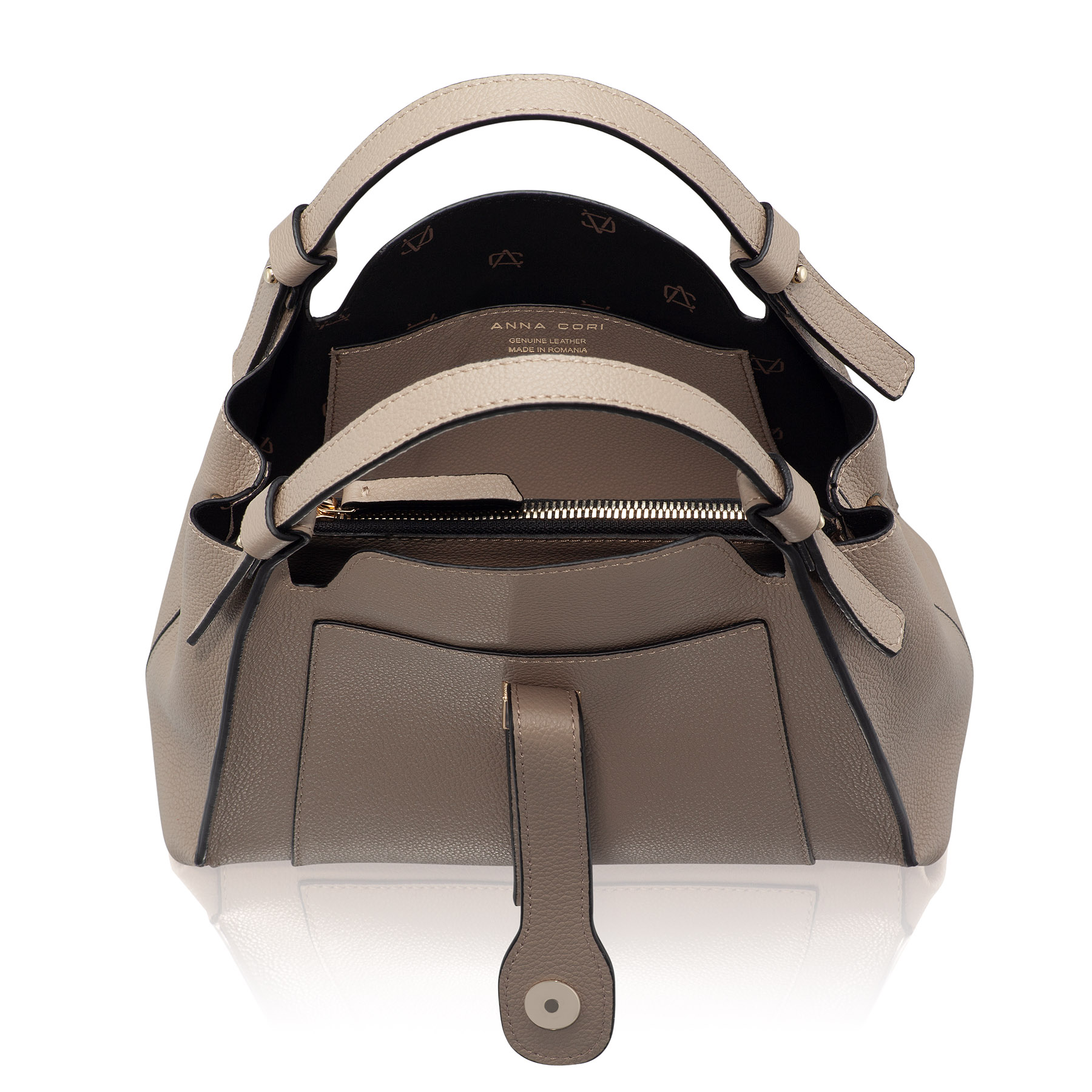 Women Leather Handbag BLUMA 01 BOTTALATO TAUPE