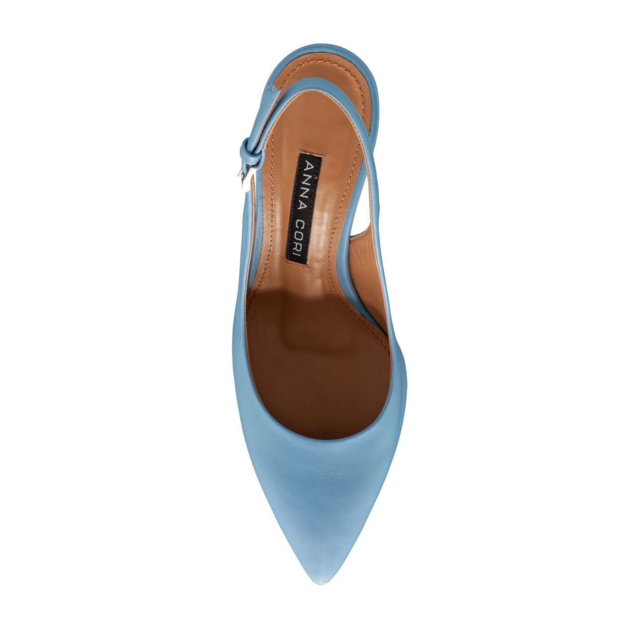 Mid-heel Slingback Pumps 5728 Vitello Azzurro