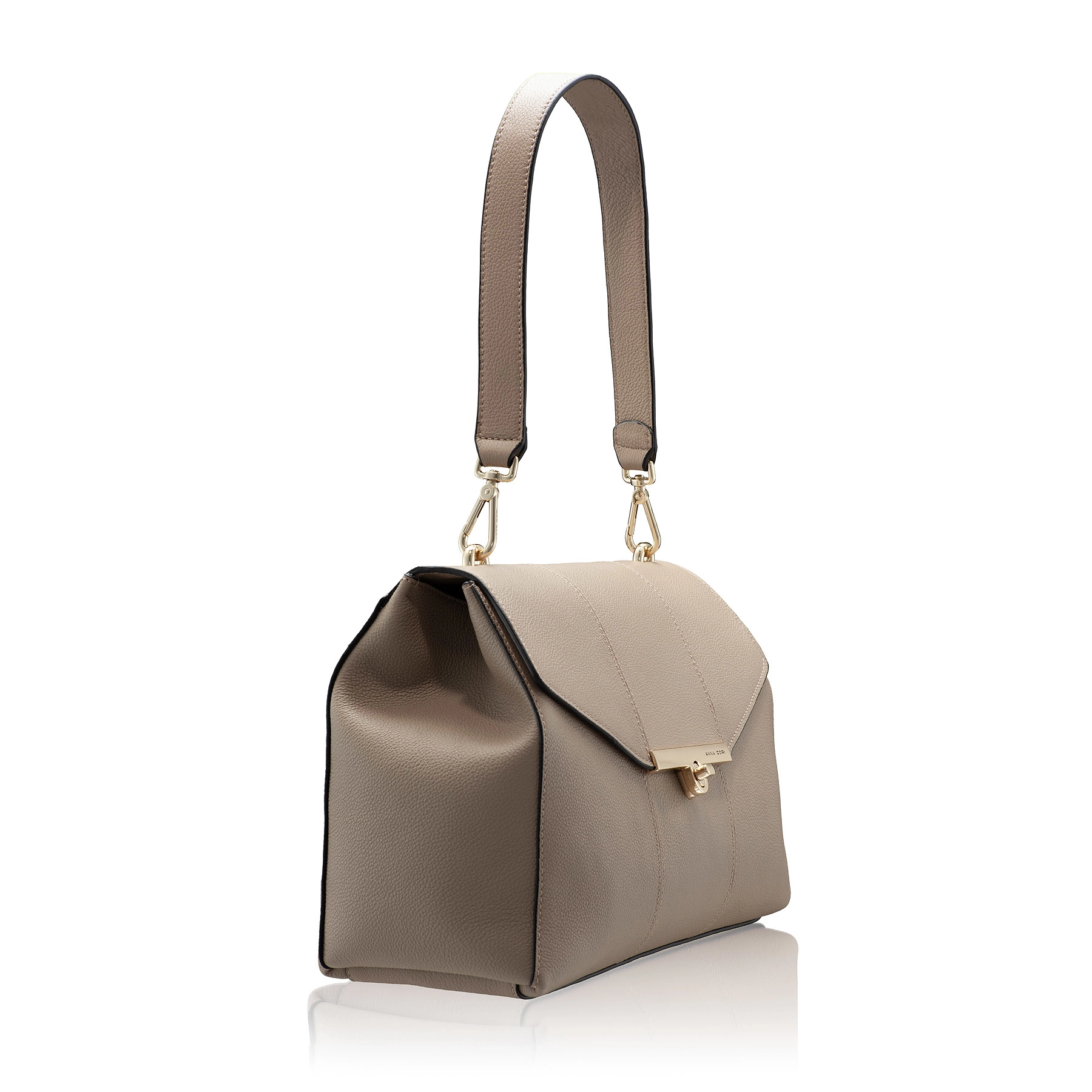 Women Leather Shoulder Bag CLARINA 03 BOTTALATO TAUPE