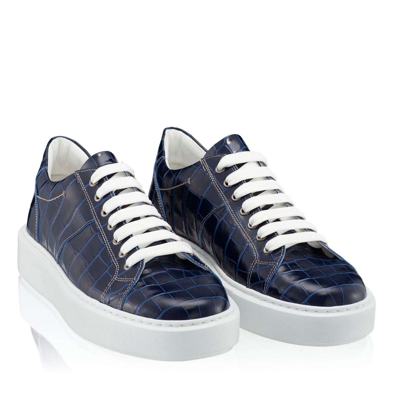 Men genuine leather sports shoes 6897 Croco Blue