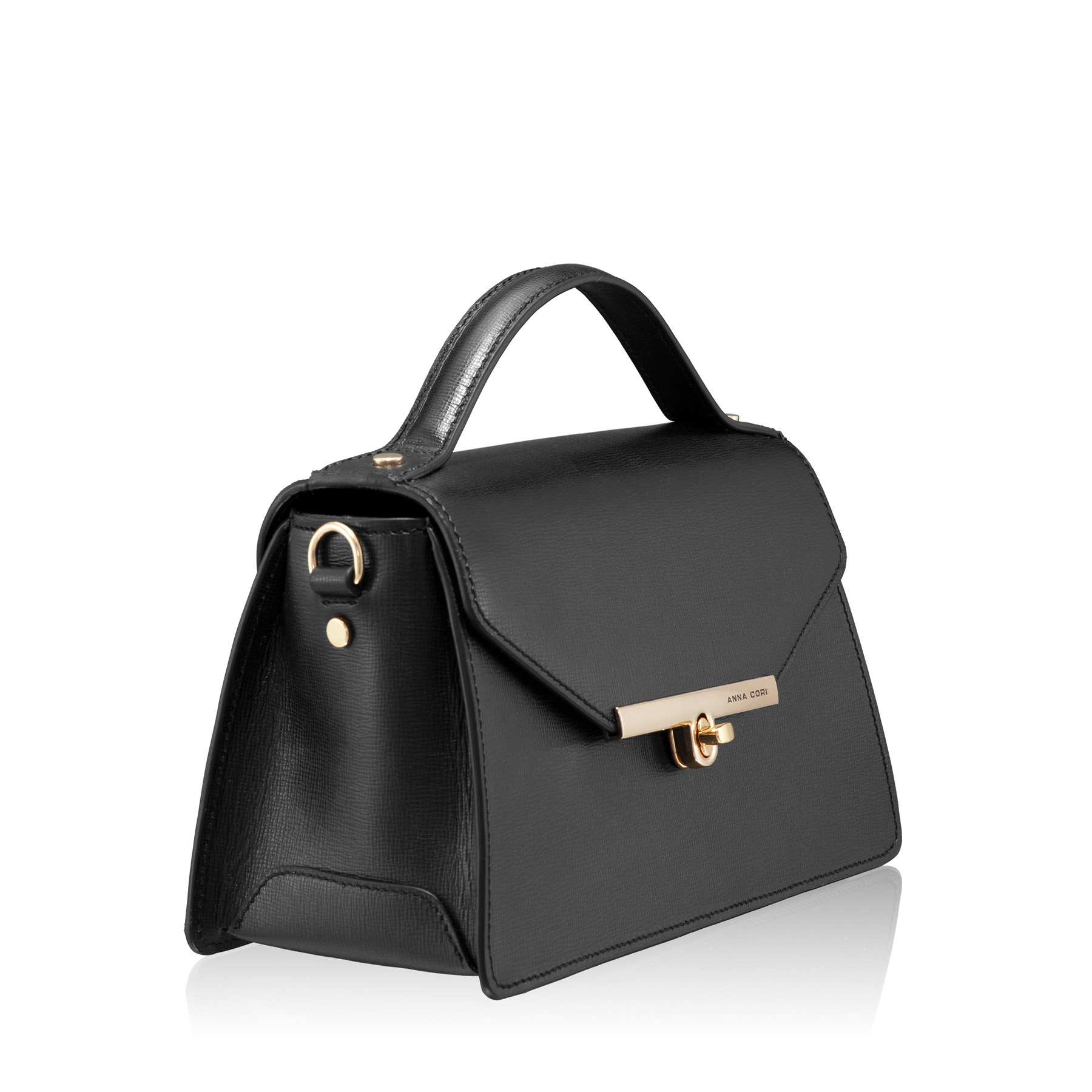 Women Leather Hand Bag CASEY 02 VITELLO STAMP BLACK