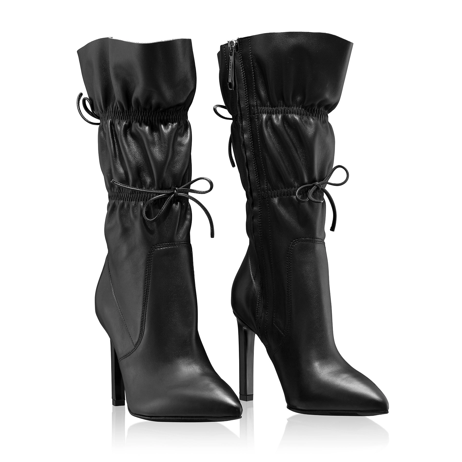 Women High Heel Leather Boots 8245 Vitello Black