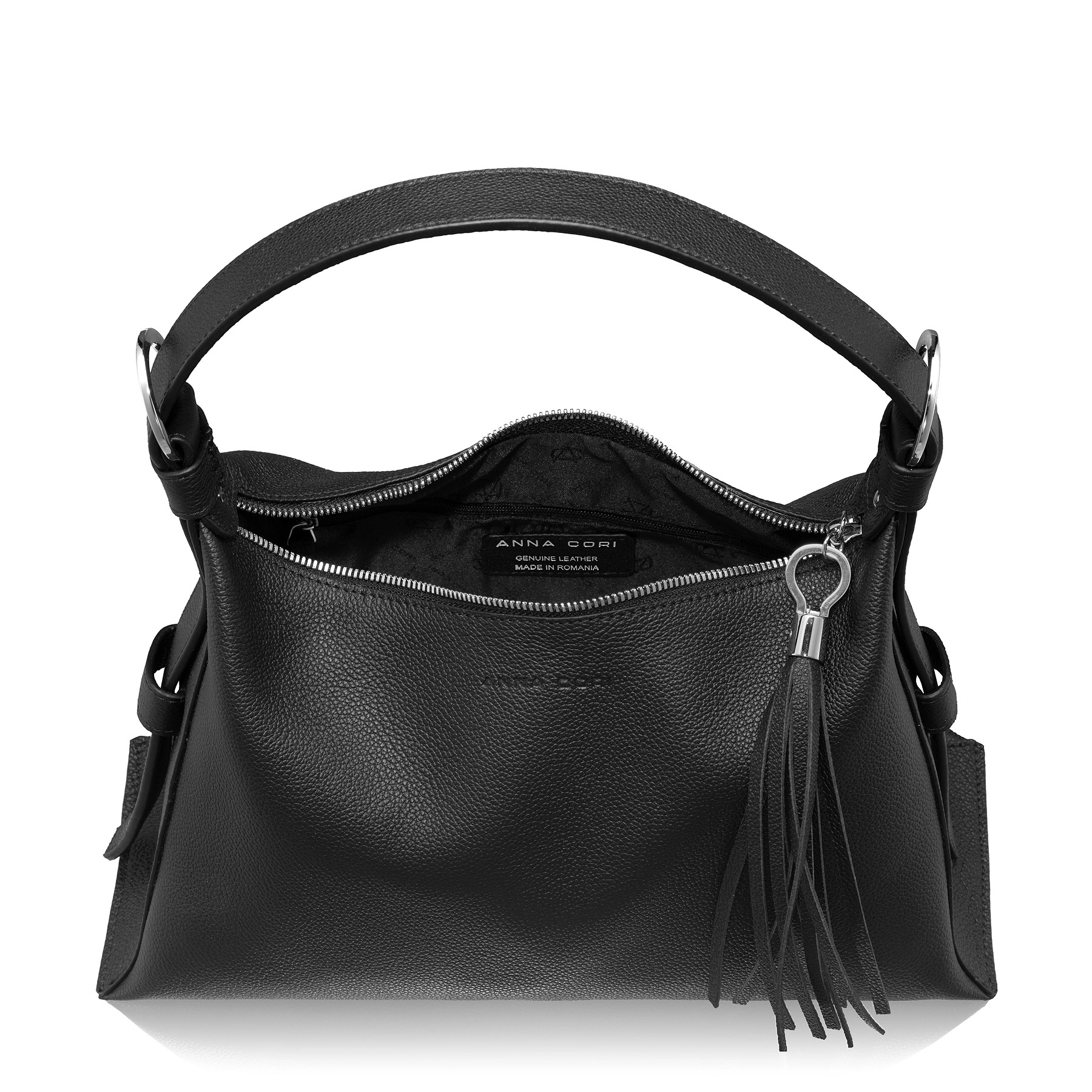 Women Leather Handbag DEYA 02 BOTTALATO BLACK