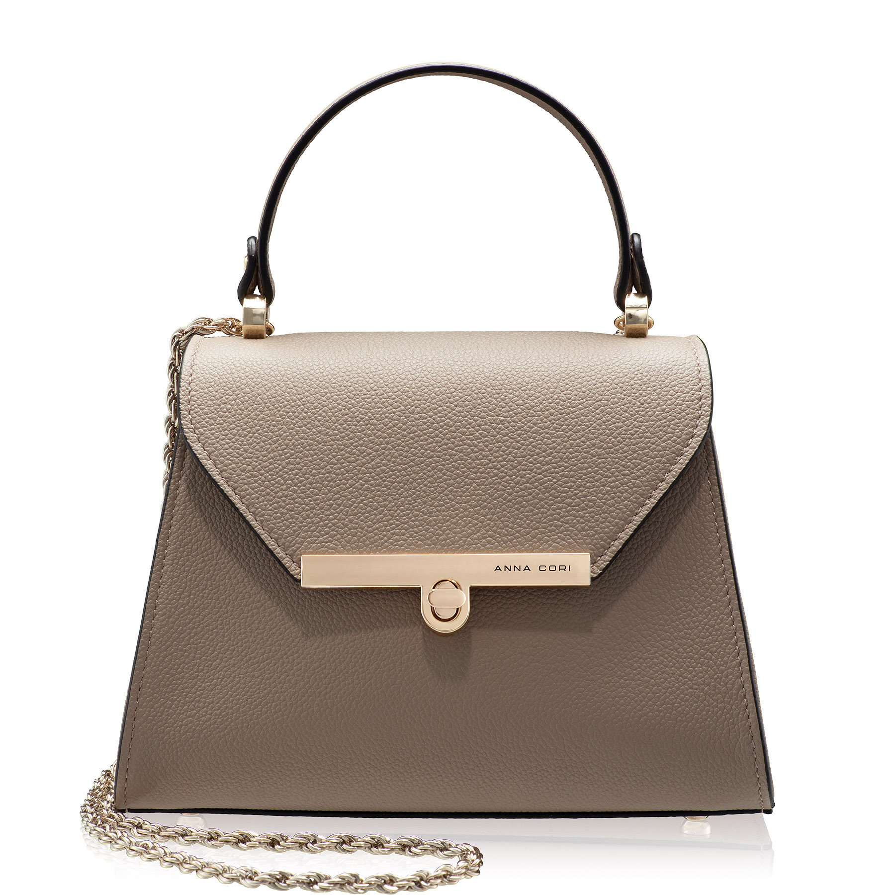 Women Leather Handbag MARY 01 Bottalato Taupe