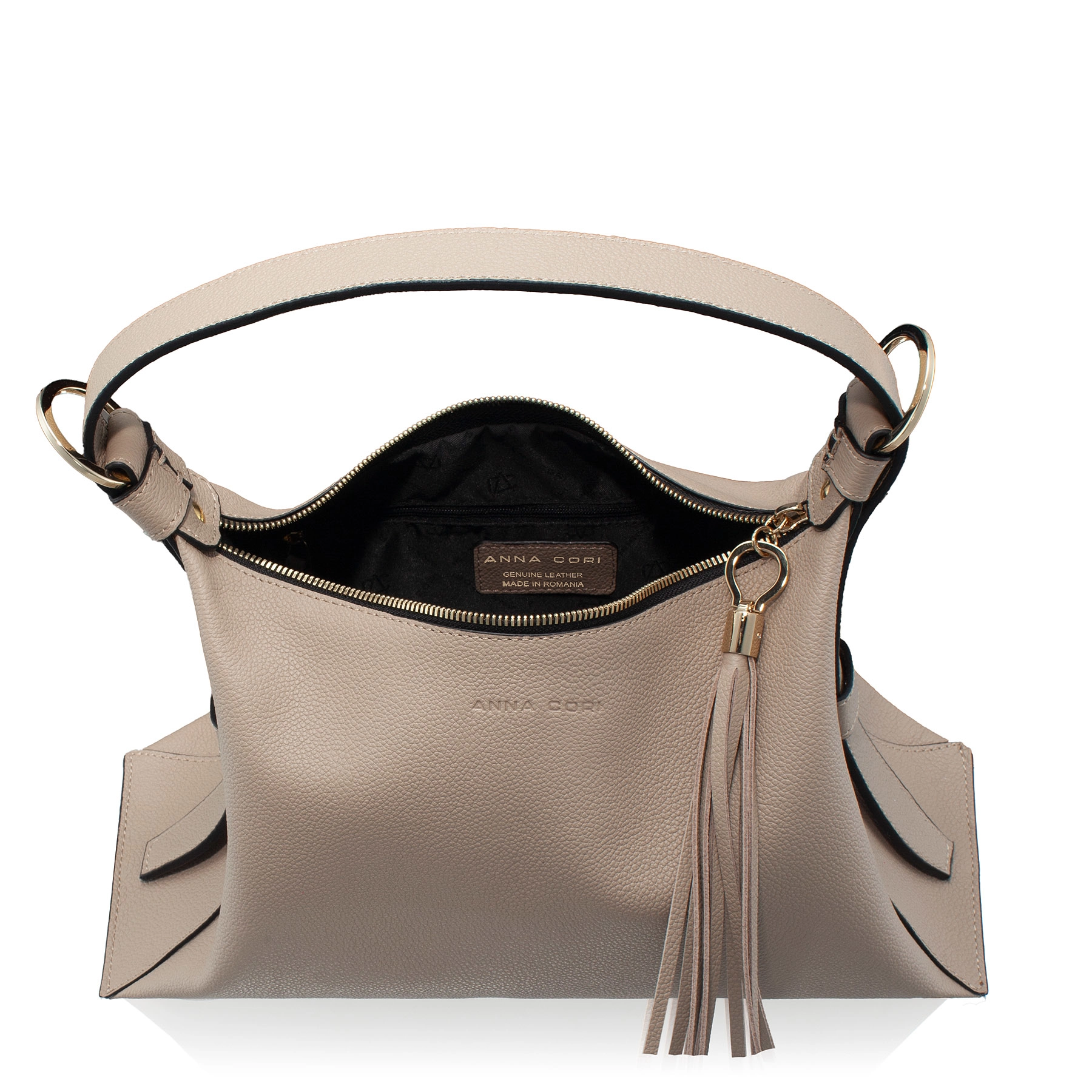 Women Leather Handbag DEYA 02 BOTTALATO TAUPE
