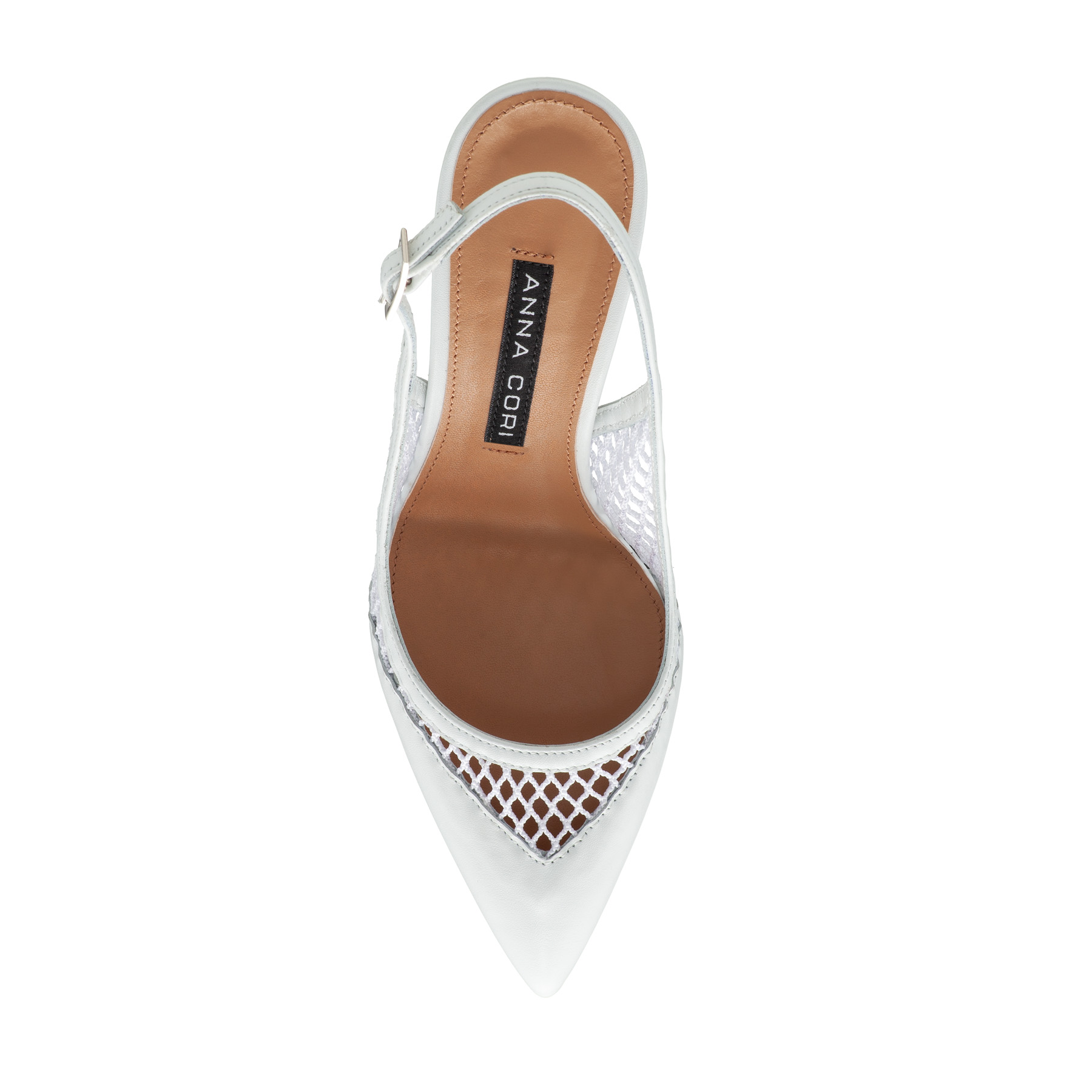 Women Leather Sandals 8095 Vitello+Rete White