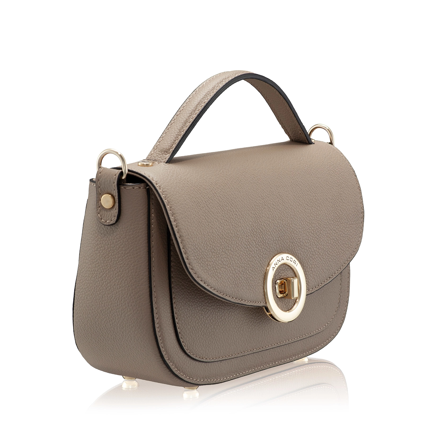 Women Leather Handbag ENA 04 BOTTALATO TAUPE